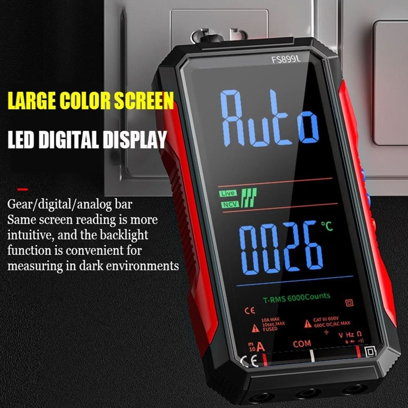 USB Rechargeable Digital Multimeter for Electrical Testing With Storage Case New
