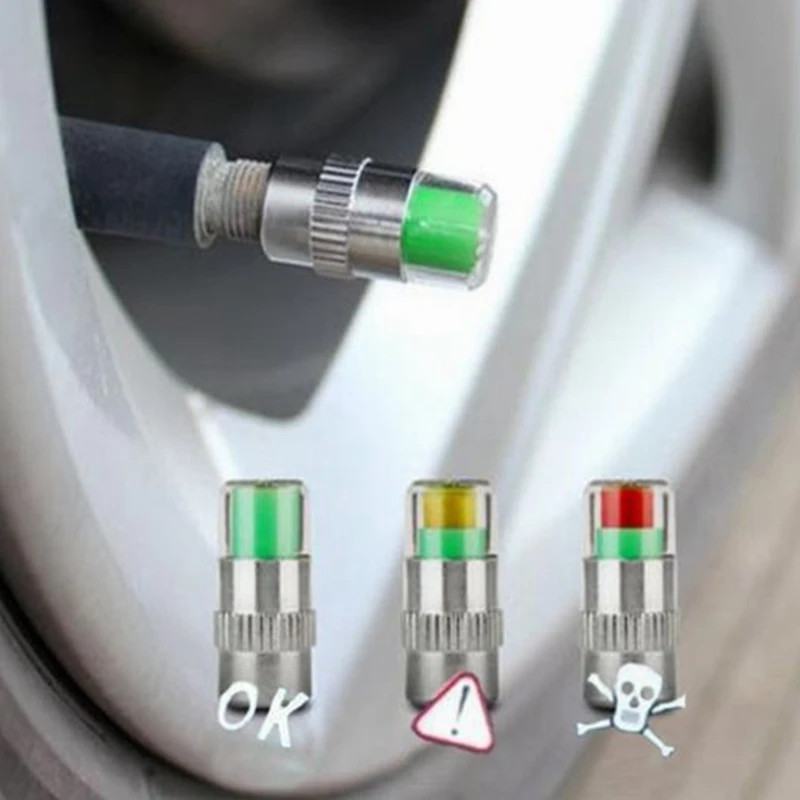 Cars Tire Air Pressure Monitor Alert 4Pcs/set Indicator Valve Cap Gauge…