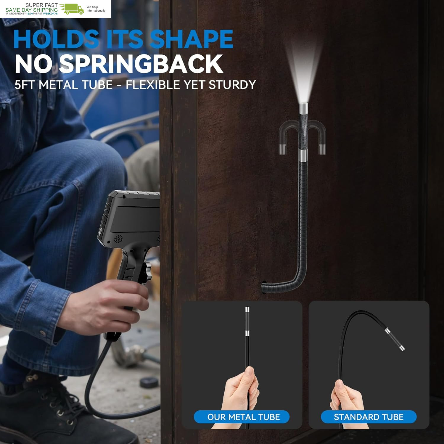 360° Flexible Eorescopes Camera with Light, Inspection Endoscope, 0.24-Inch Prob