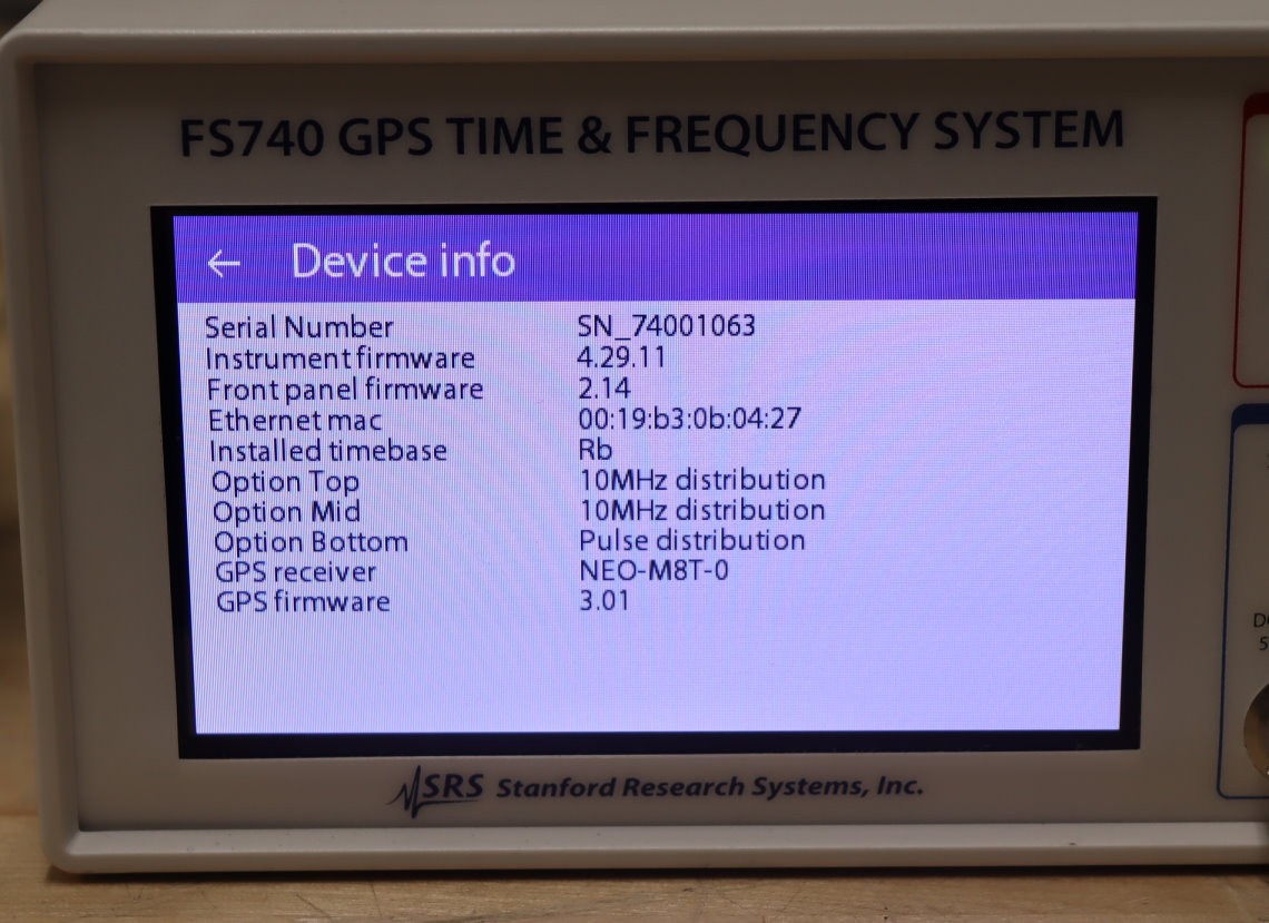 Stanford Research FS740 GPS Disciplined Rubidium Frequency Standard w/15x Output