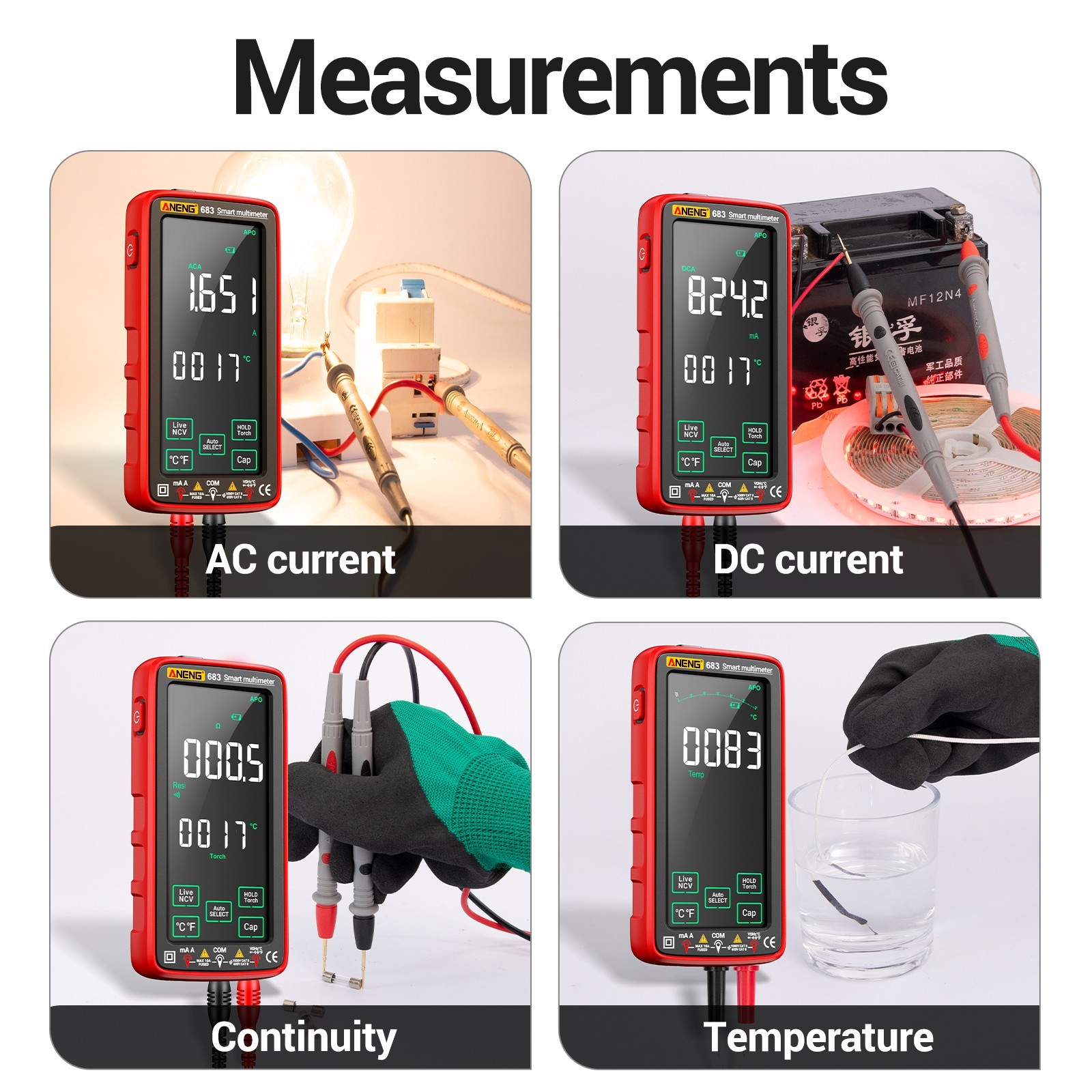ANENG 683 Digital Multimeter True RMS 6000 Counts Touch Screen Rechargeable US