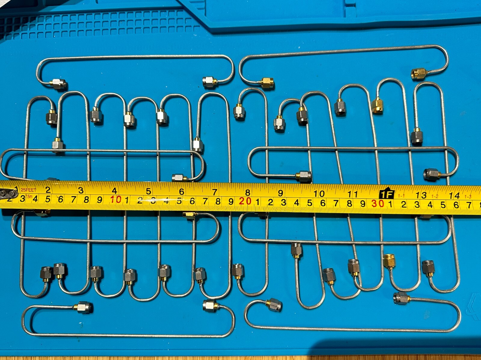 20 Semi Rigid low loss Coax .09″ OD for Tektronix SMA plug connectors 9-10″ long