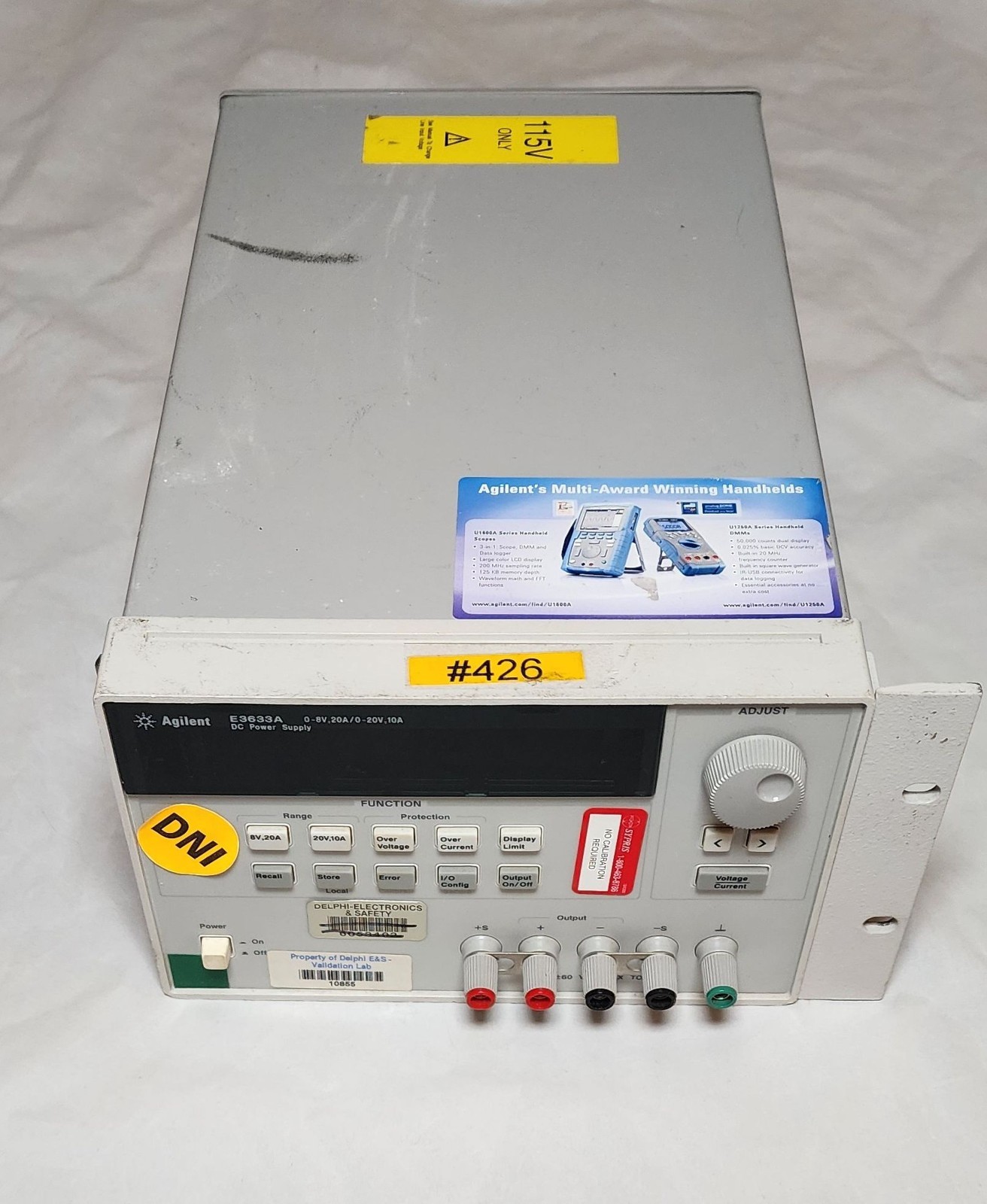 Agilent E3633A DC Power Supply 0-8V, 20A/0-20V, 10A HP Keysight 115V