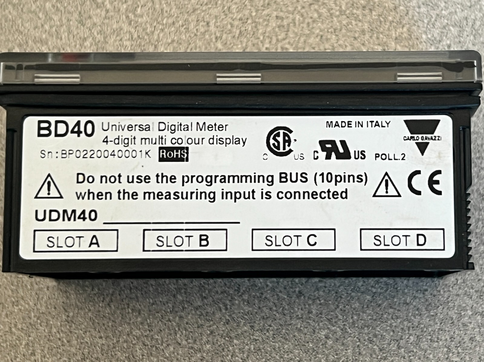 BD40 Carlo Gavazzi Digital Panel Meter – 4-Digit Multi-Color LED Display