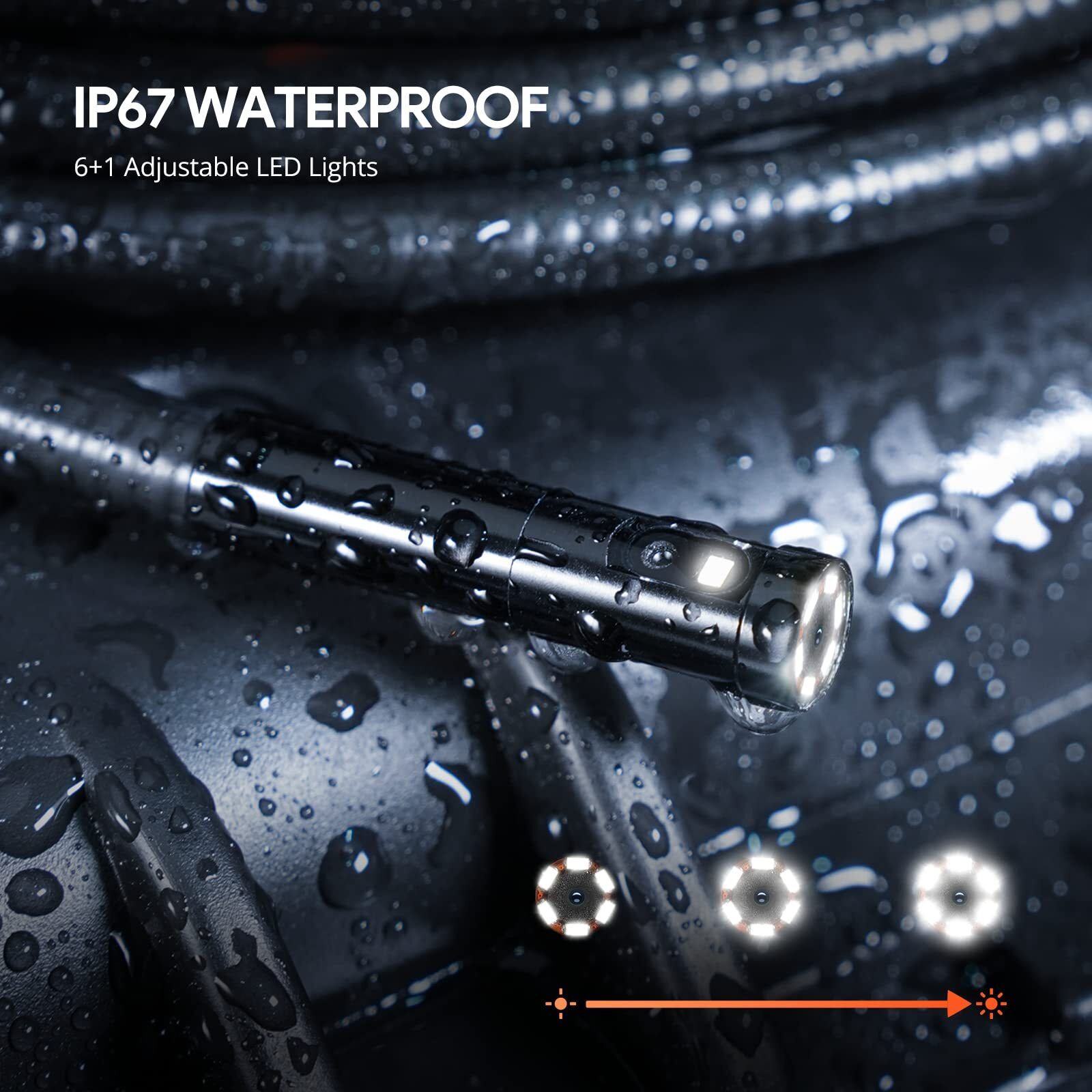 Dual Lens Industrial Endoscope 1080P Waterproof with LCD Screen and LED Lights