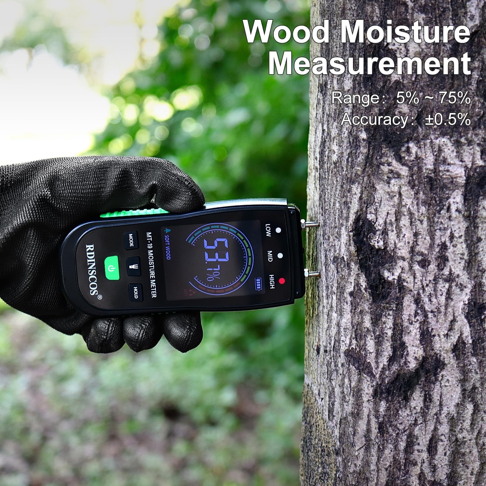 New RDINSCOS Digital Moisture Meter Wood for Firewood Drywall & Lumber Pin-Type