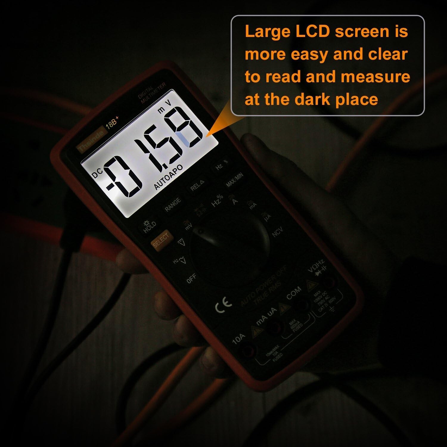 Auto Ranging Digital Multimeter TRMS 6000 with Battery Alligator Clips Test Lead