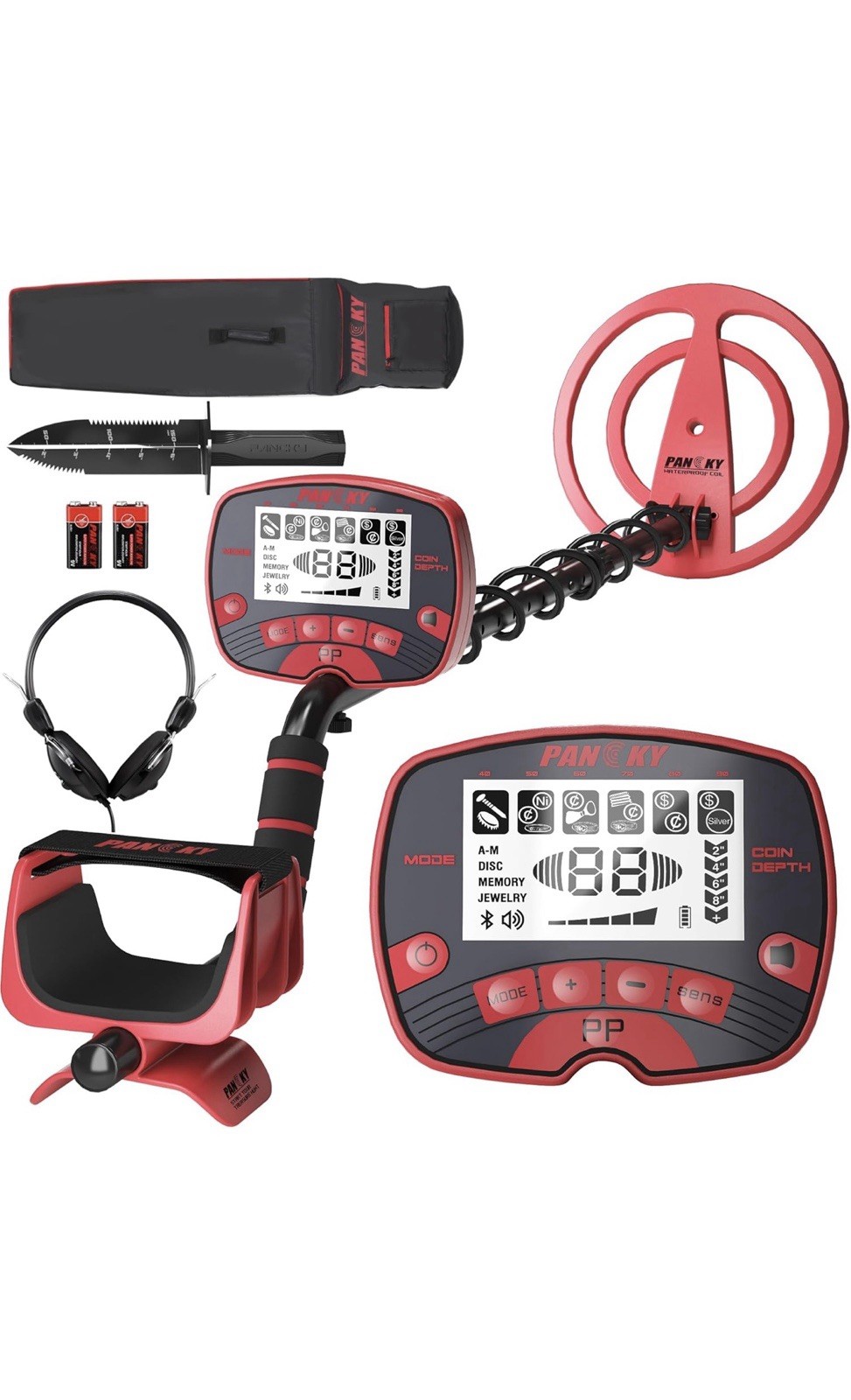 PANKY Metal Detector Waterproof Coil LCD Display Adjustable Shaft Headphone Jack