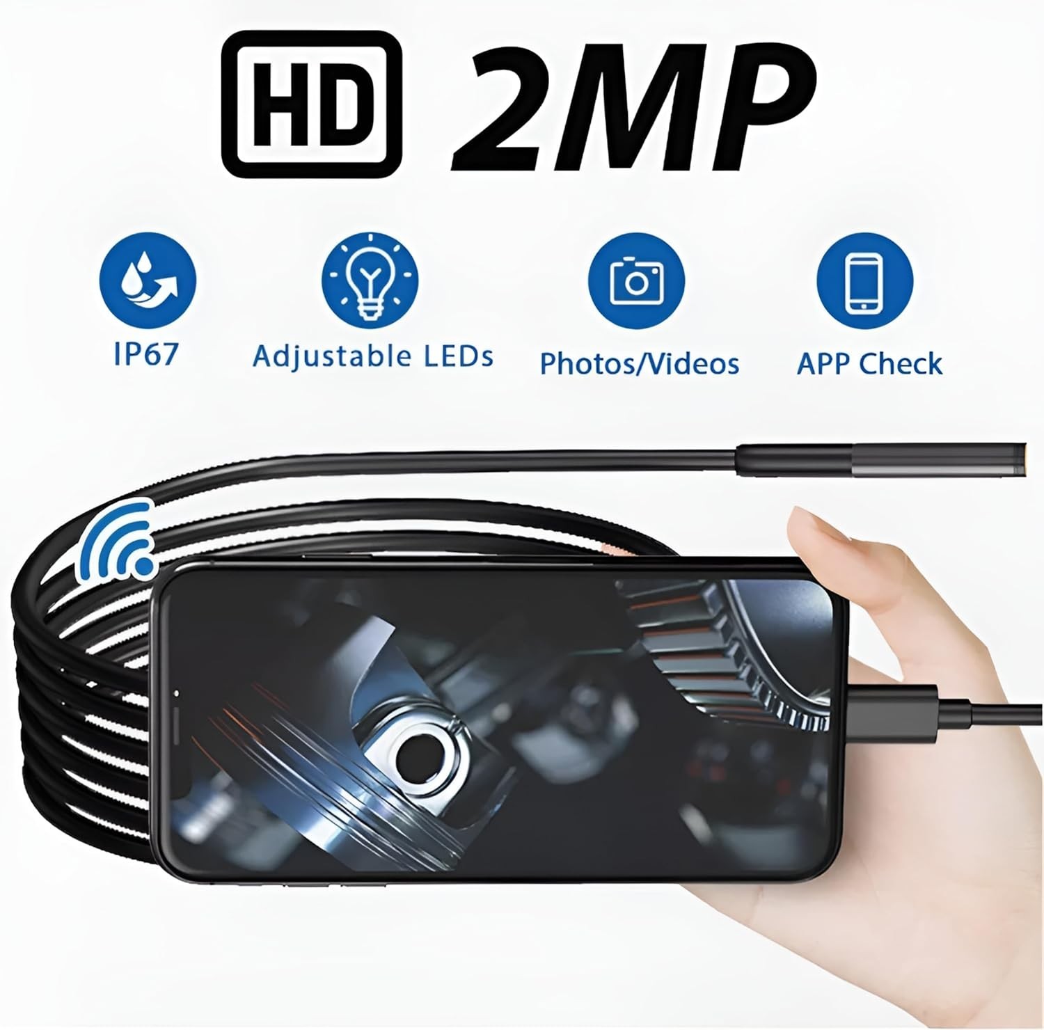 IRONSCOP™ 1920P HD Endoscope Camera, 16.4ft Semi-Rigid, IP67, iOS & Android