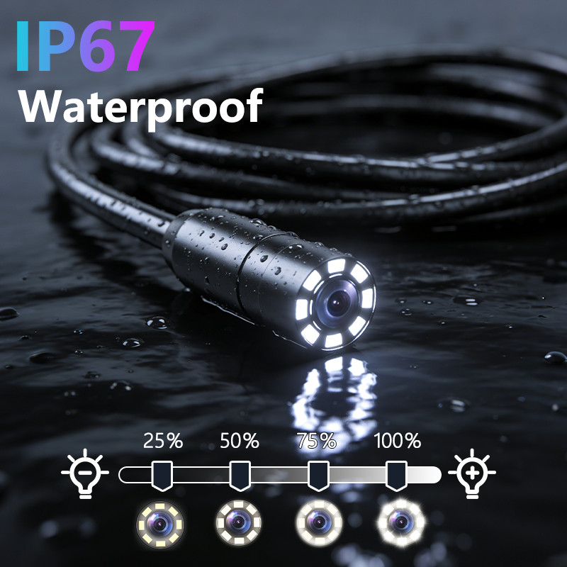 Endoscope Upgrade with Light Dual Lens 4.3 Inch IPS Screen with 8 LED lights