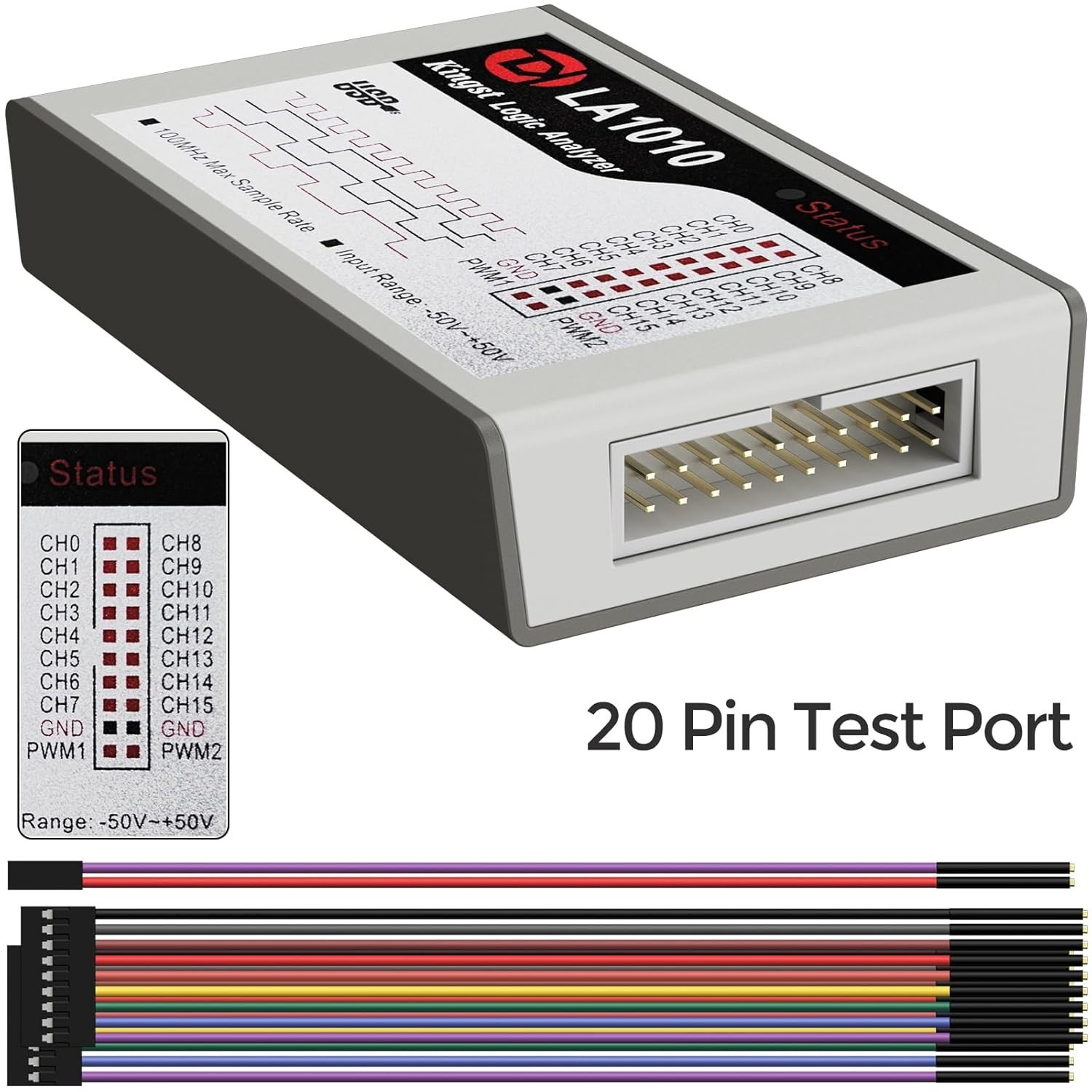 LA1010 USB Logic Analyzer 16 Input Channels 100MHz with The English PC Softwa…