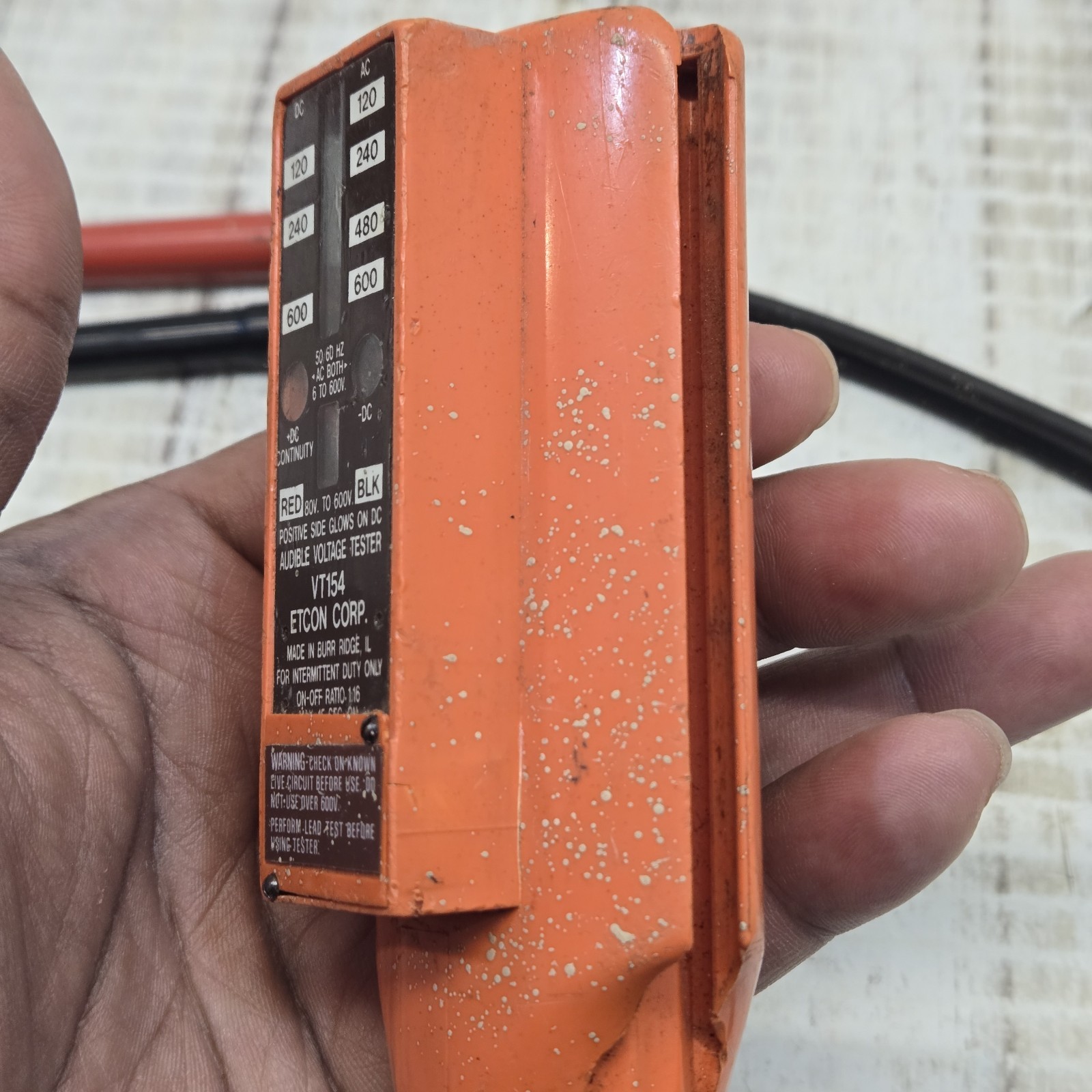 Vintage Etcon VT154 Orange Solenoid Voltage Tester AC-DC to 600V Tested Works