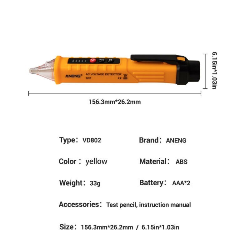 12-1000V LED Electric Live Wire Tester Pen Non-Contact AC Voltage Detector Pen