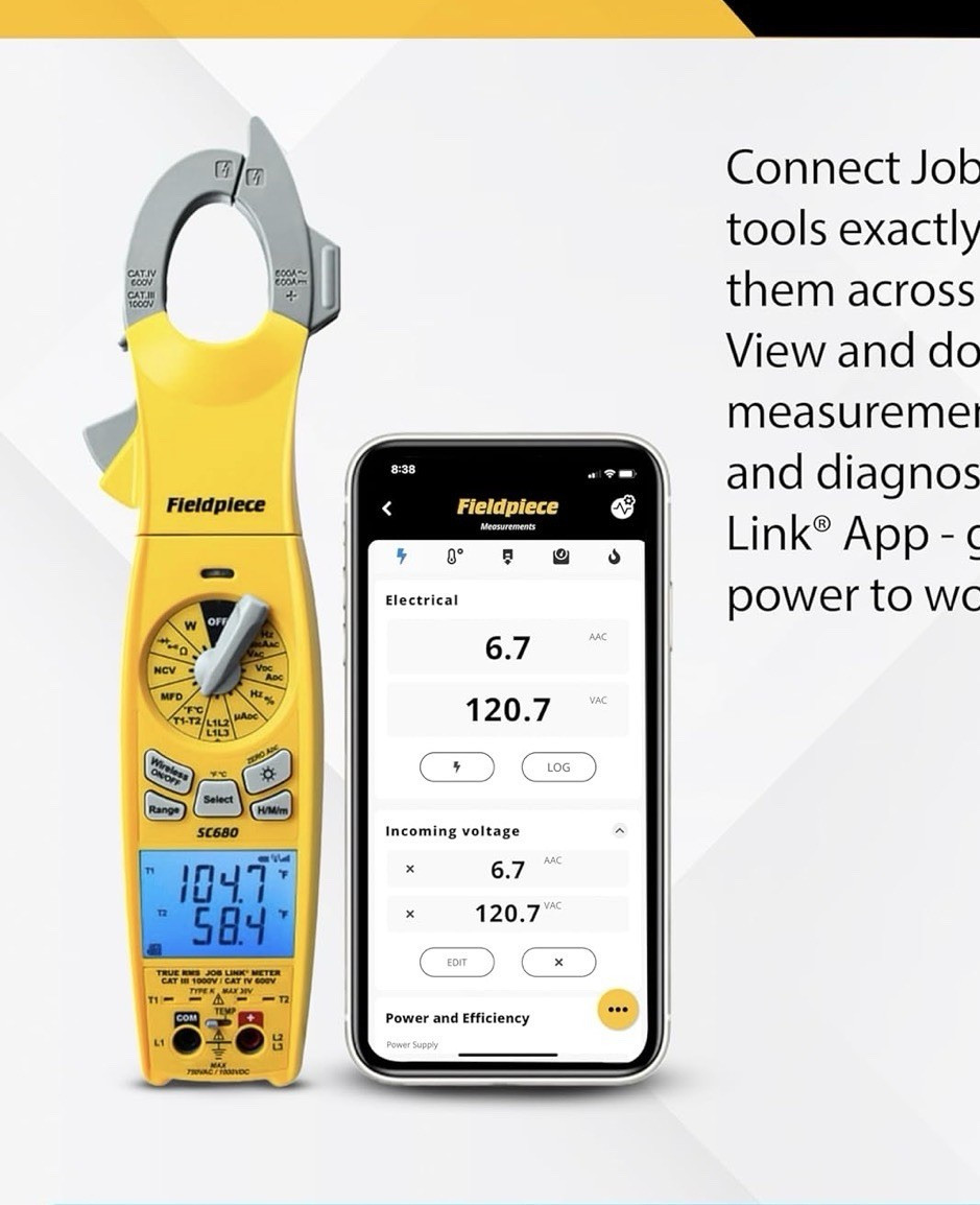 Fieldpiece SC680 True RMS Wireless Clamp Meter CAT IV 6000 Count Multimeter