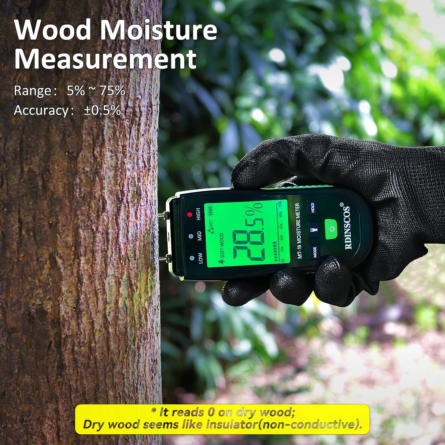 Wood Moisture Meter for Wood, Like Hardwood and Softwood Pin Moisture MT19B