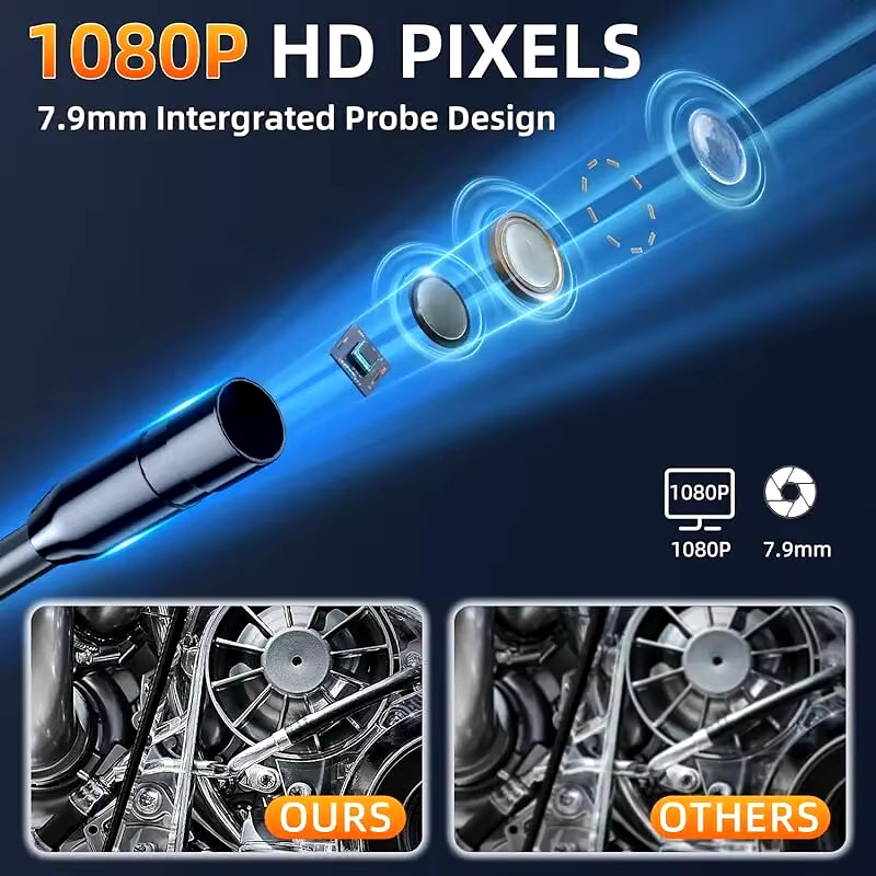 Industrial Endoscope Camera 8Mm HD1080P 4.3Inch IPS Screen 1080P Pipe Inspection