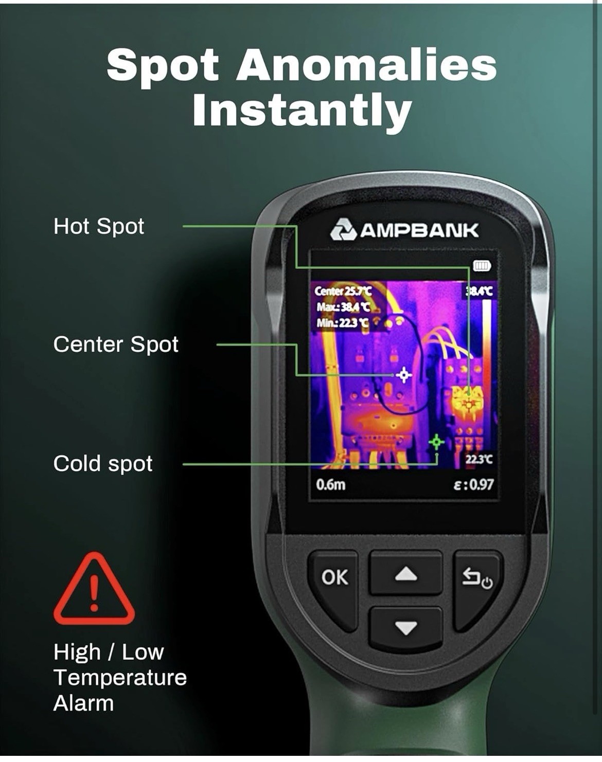 AmpBank H128 Handheld Thermal Imaging Camera 240 x 240 TISR 15-Hour Battery Life