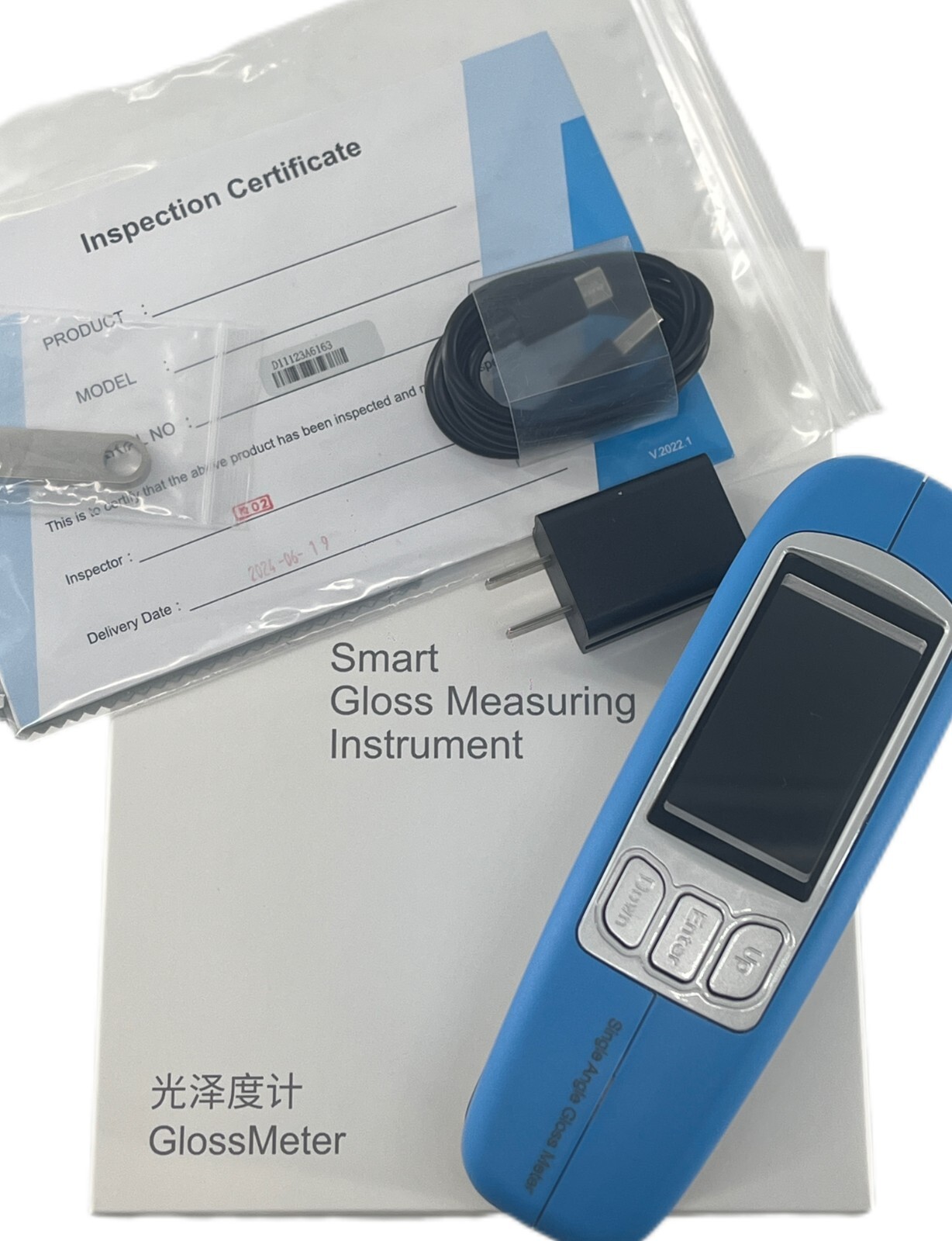 60 Degree Glossmeter Gloss Meter with 0-1000GU Data Storage 100 Standard Samples