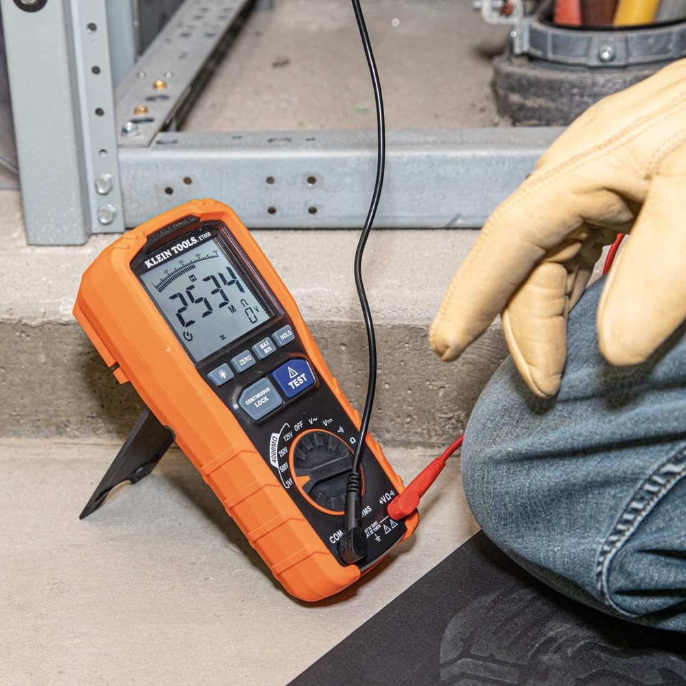 Klein Tools ET600 Multimeter, Megohmmeter 90 cubic inches, Orange/Black