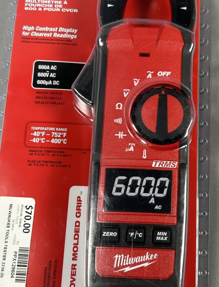 Milwaukee 2236-20 Clamp Meter for HVAC/R – Red free shipping