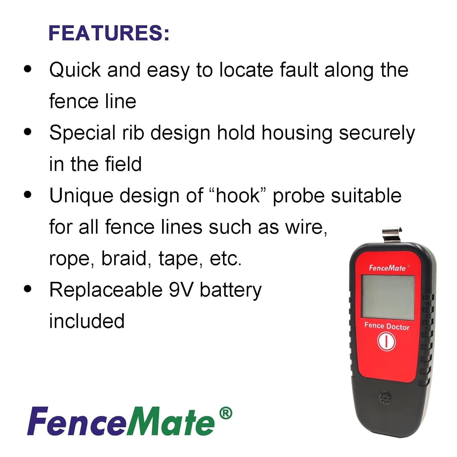 Digital Fence Tester – Up to 19.9 kV, Cordless Fence Detector, Fault Finder, …