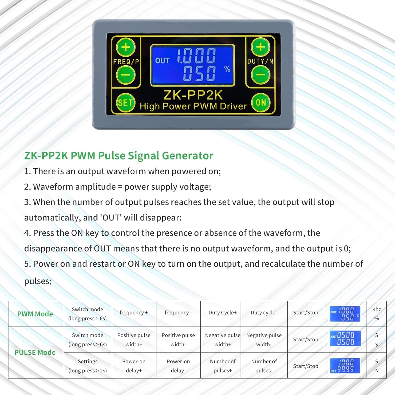 Precision PWM/Pulse Frequency Generator ZK-PP2K: Versatile Signal Control