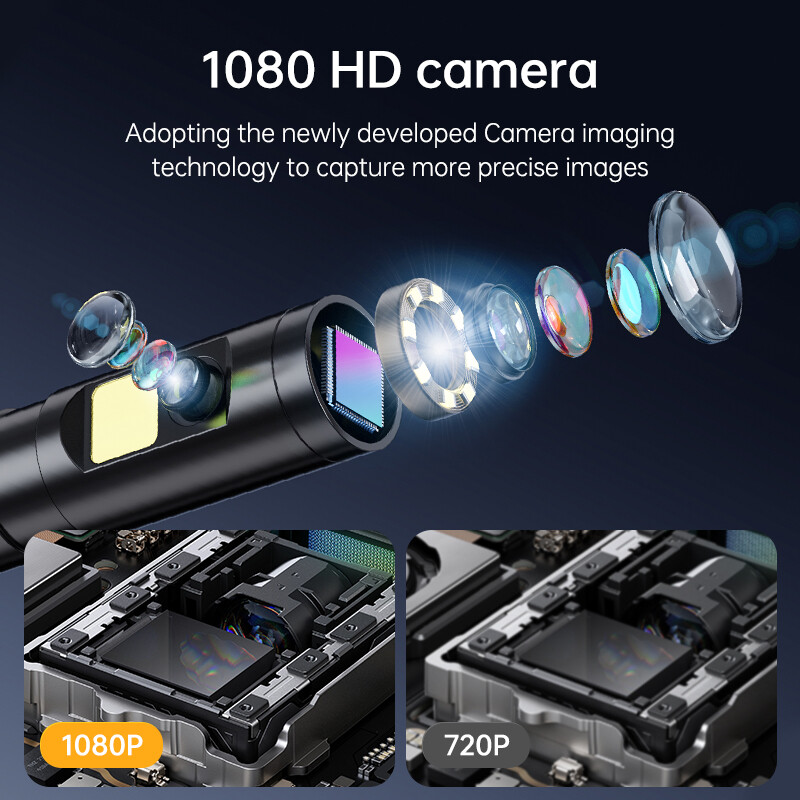 1080P HD Industrial Endoscope Borescope LCD 4.3inch 8mm Inspection Snake Camera