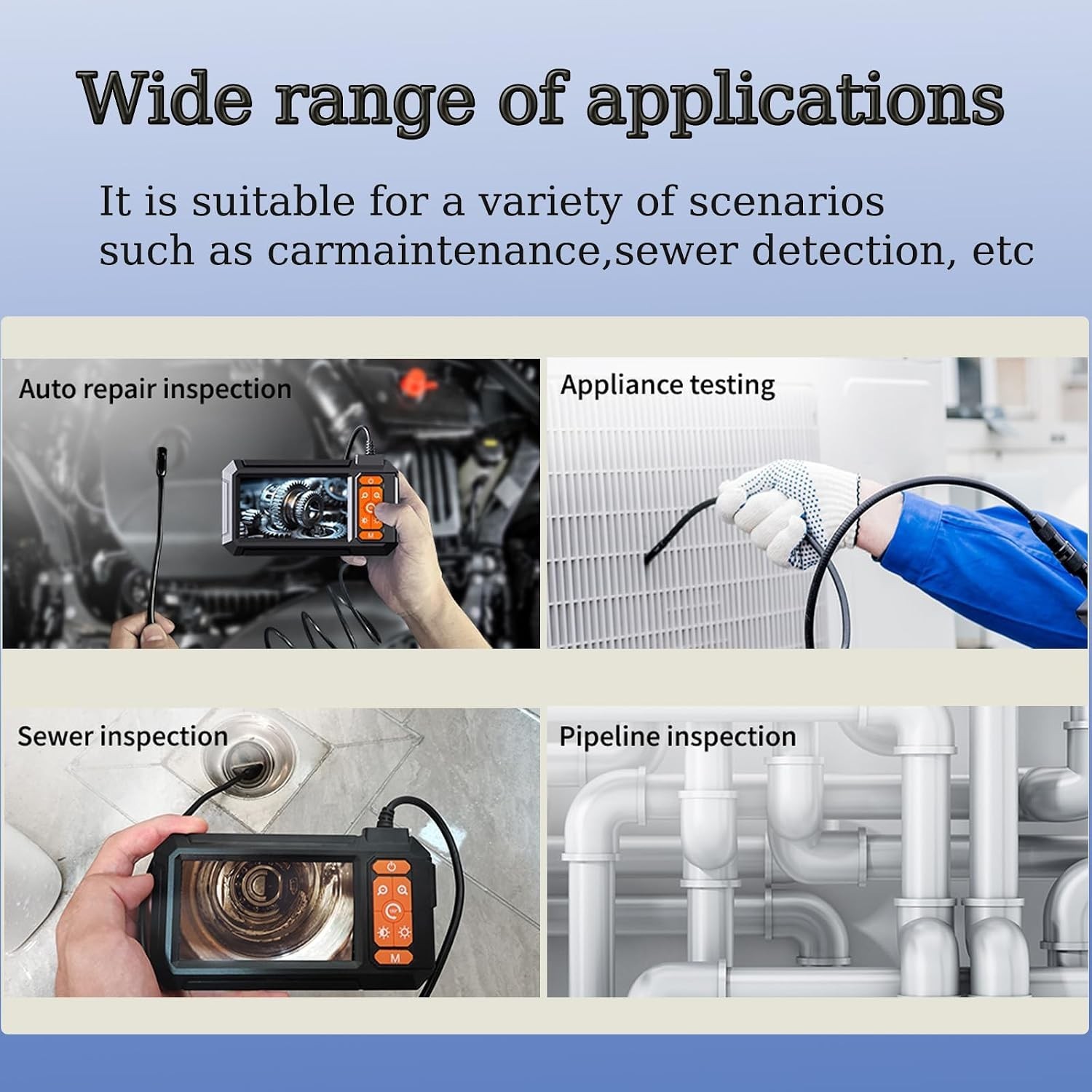 Daxiongmao Borescope, 4.3″ HD 1080P Endoscope Camera with Light, Flexible Fiber