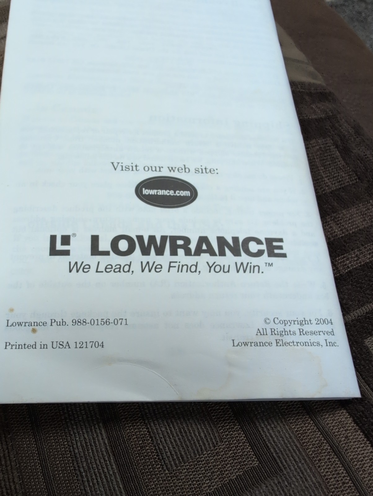 Lowrance LMS-332C LMS-337C DF Fish Finder Sonar Operation Manual Instructions