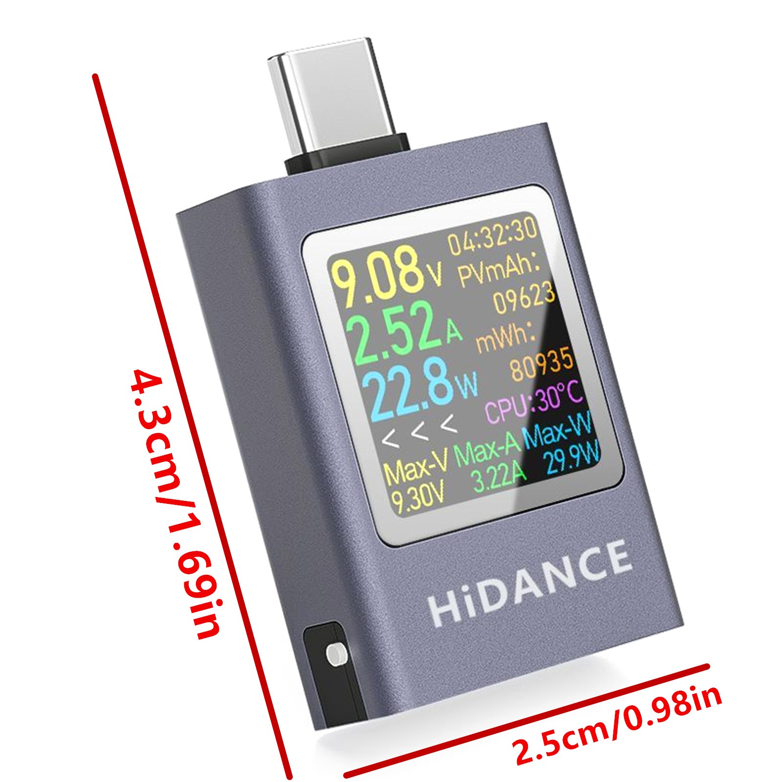High Precision USB C Power Meter Tester Voltage Current for PD QC Fast Charge