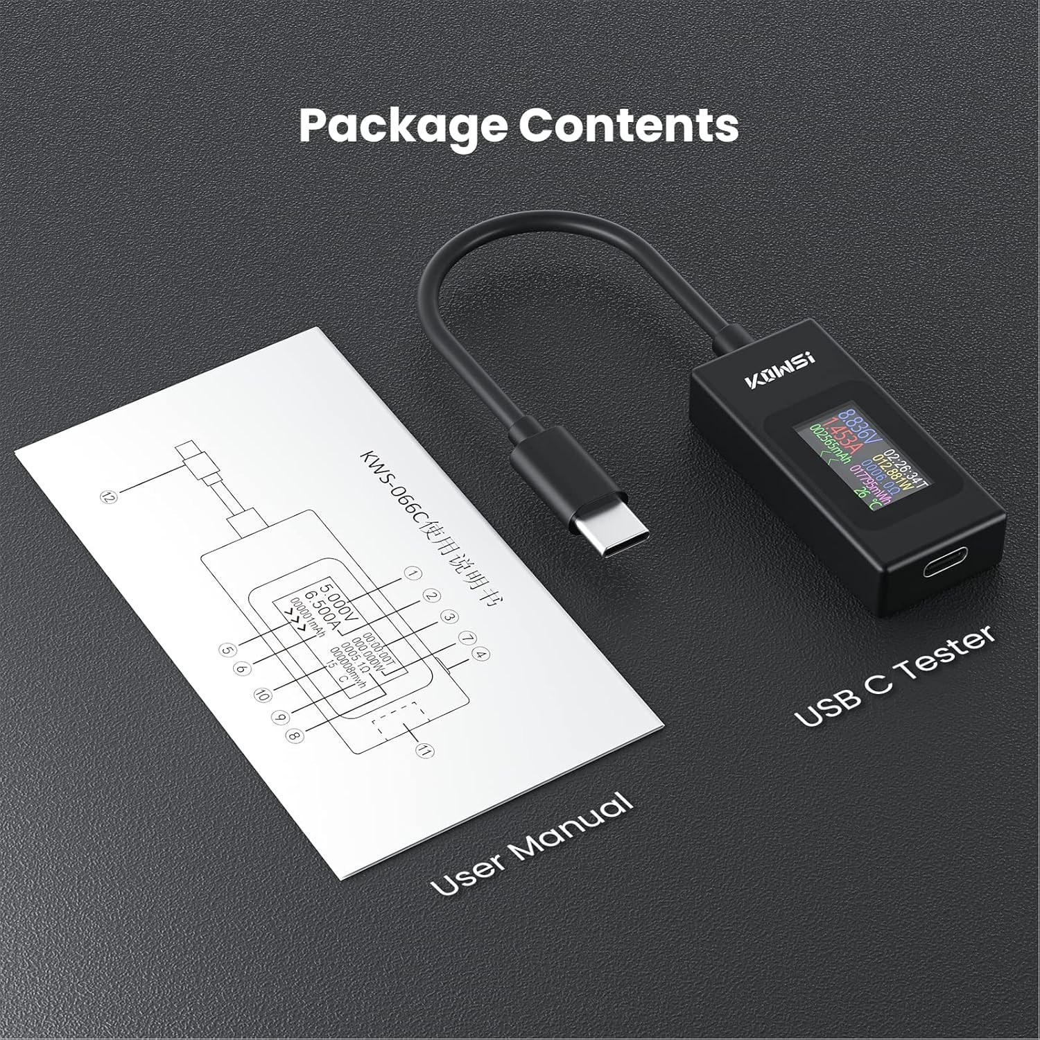USB C Tester Power Meter 4-30V 0-6.5A Digital Multimeter, Type C Voltage