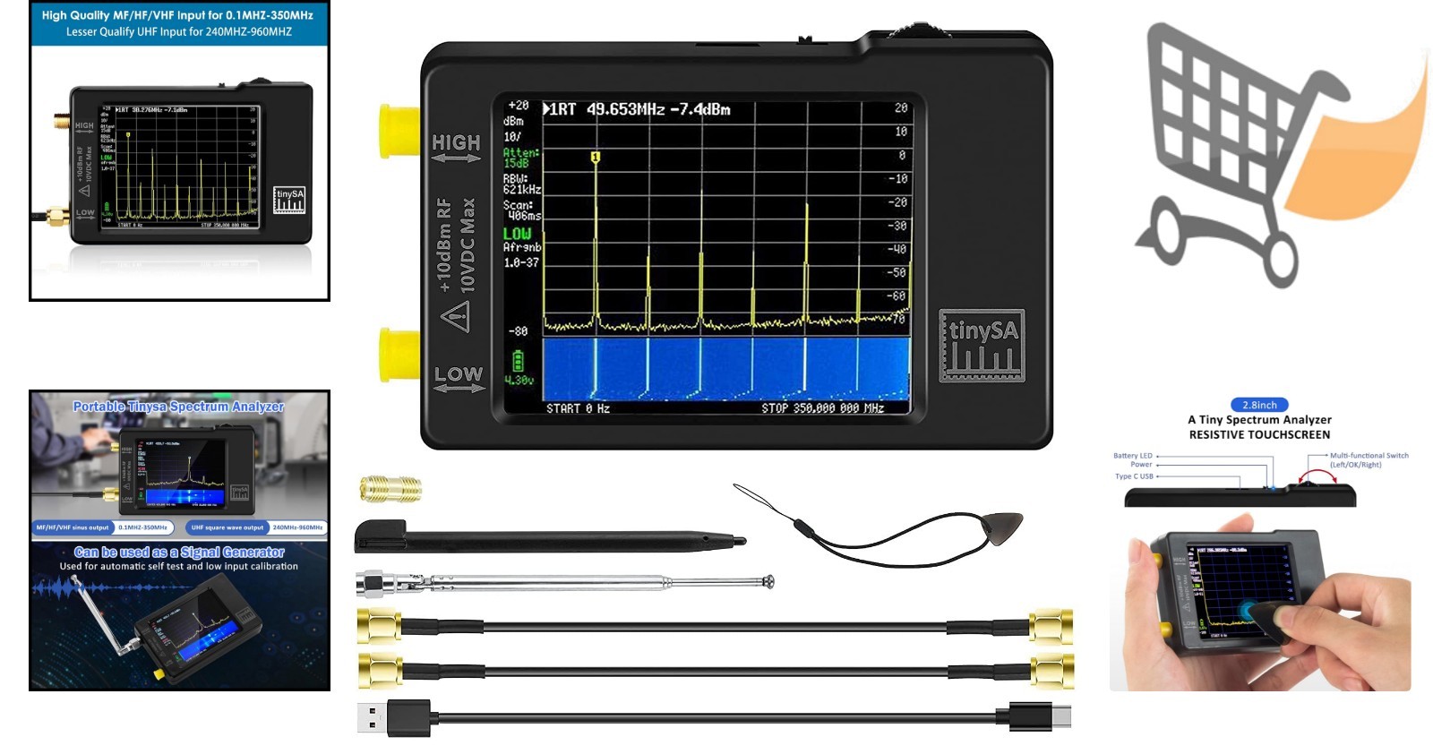 Handheld Frequency Analyzer Signal Generator 0.1MHz-960MHz Touchscreen RF Tool