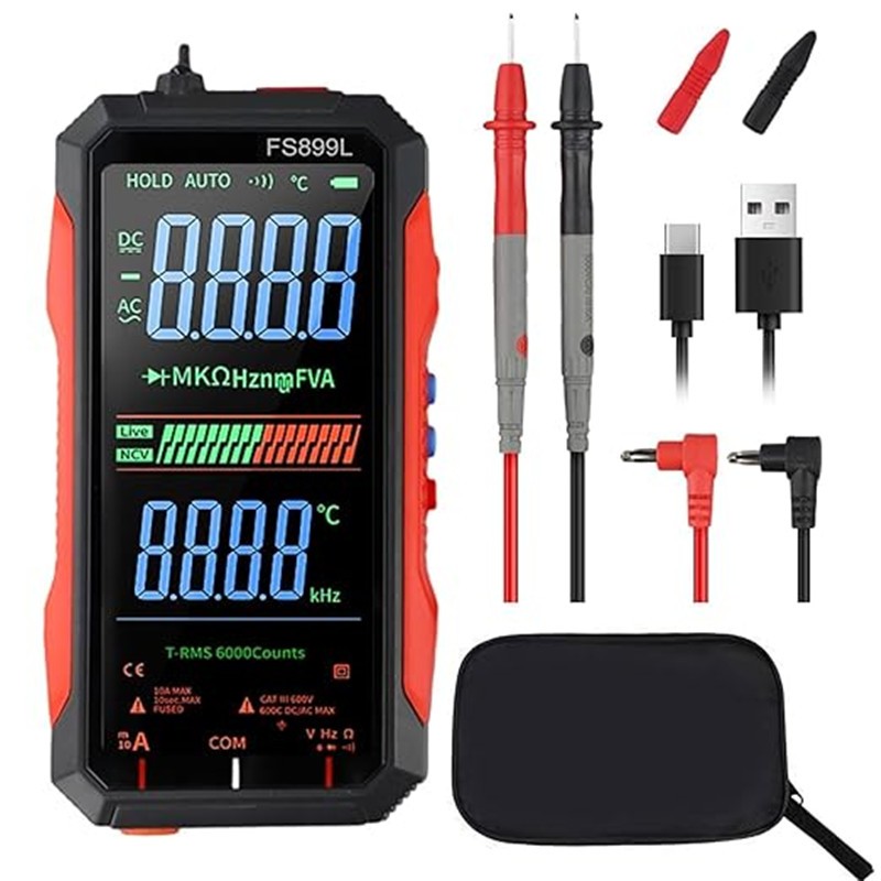 USB Rechargeable Digital Multimeter for Electrical Testing With Storage Case New