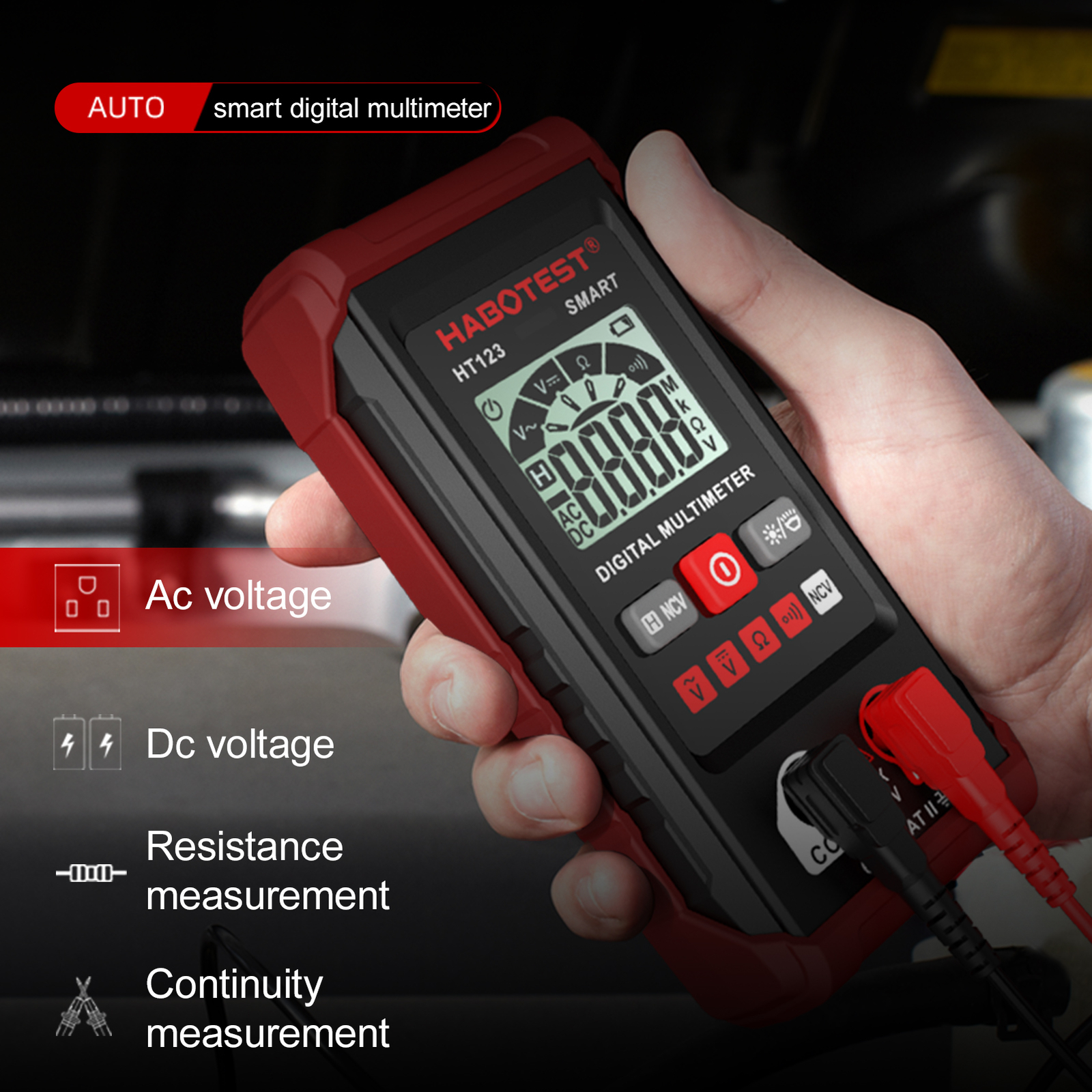 Digital Multimeter Auto Range Multi-meter 2,000 Counts True LCD Backlight L5M0