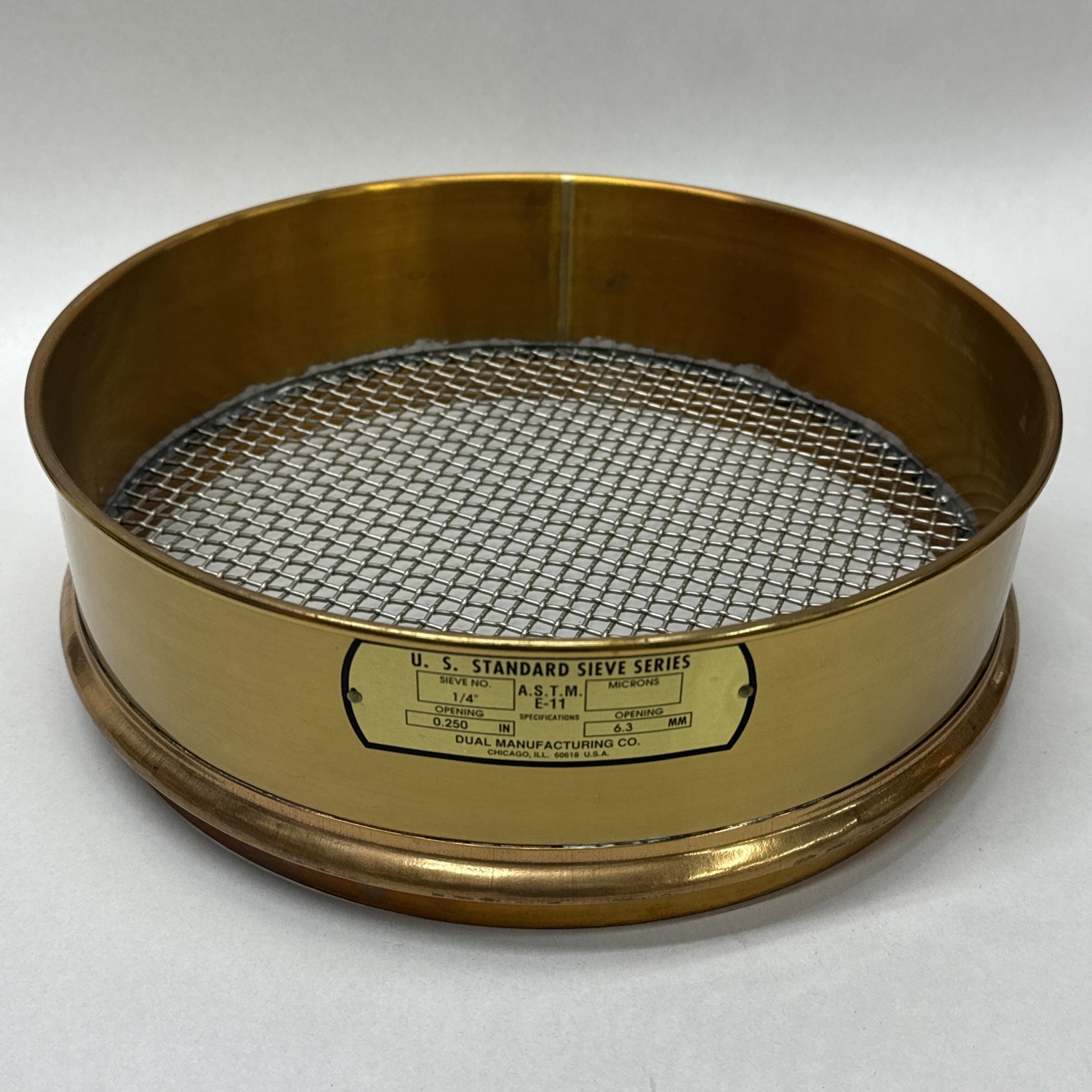 NEW Dual 12” Brass 0.250″ USA Standard Testing Sieve 6.3mm / 6350µm / 1/4in ASTM