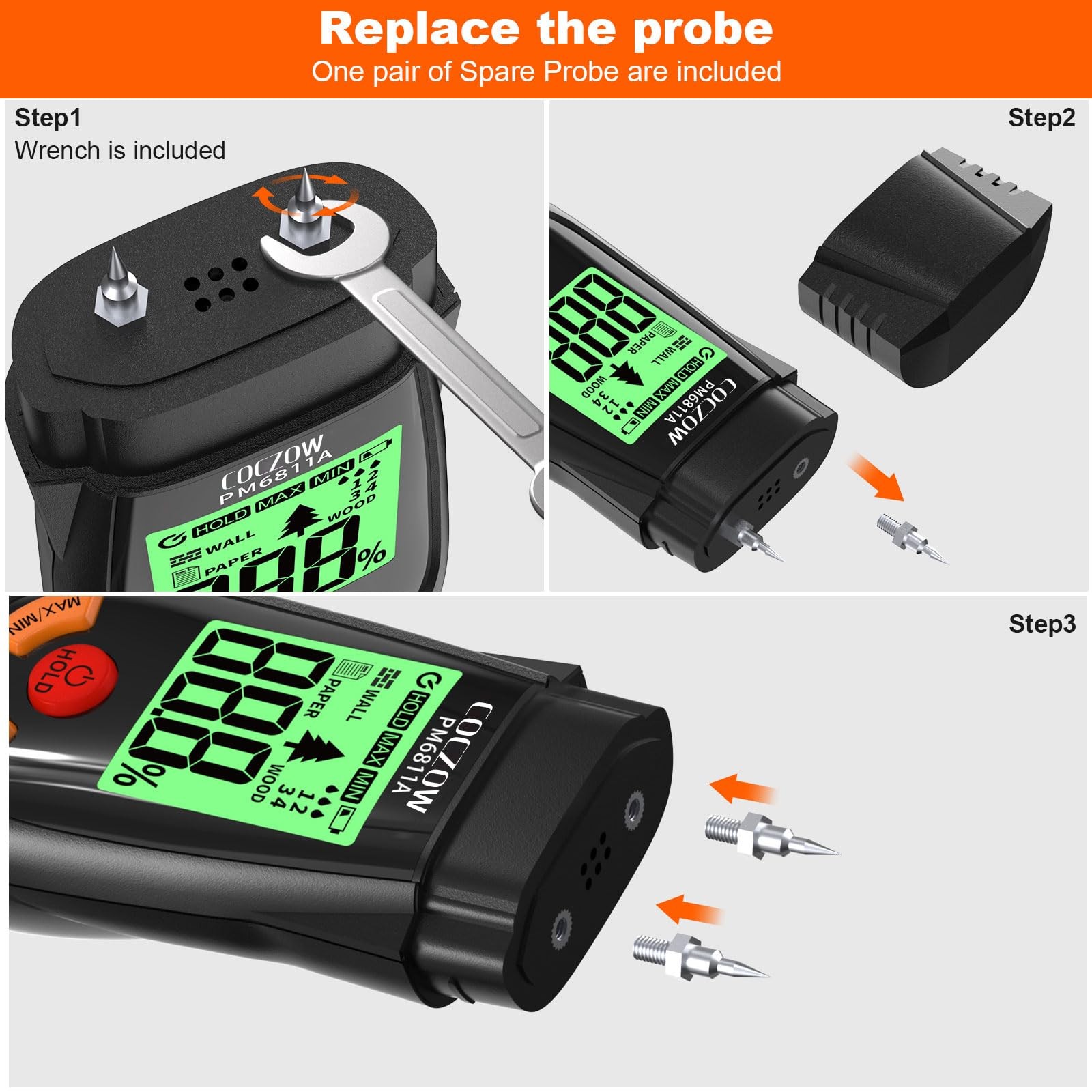 Wood Moisture Meter, with Battery and LCD Display, Suitable for Quick Determi…