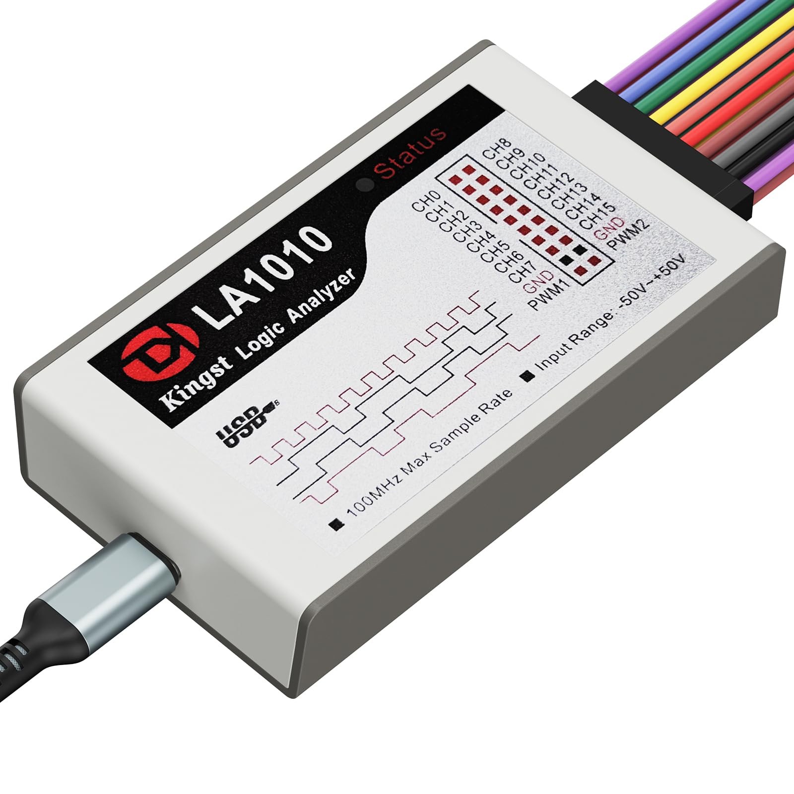 LA1010 USB Logic Analyzer 16 Input Channels 100MHz with The English PC Software