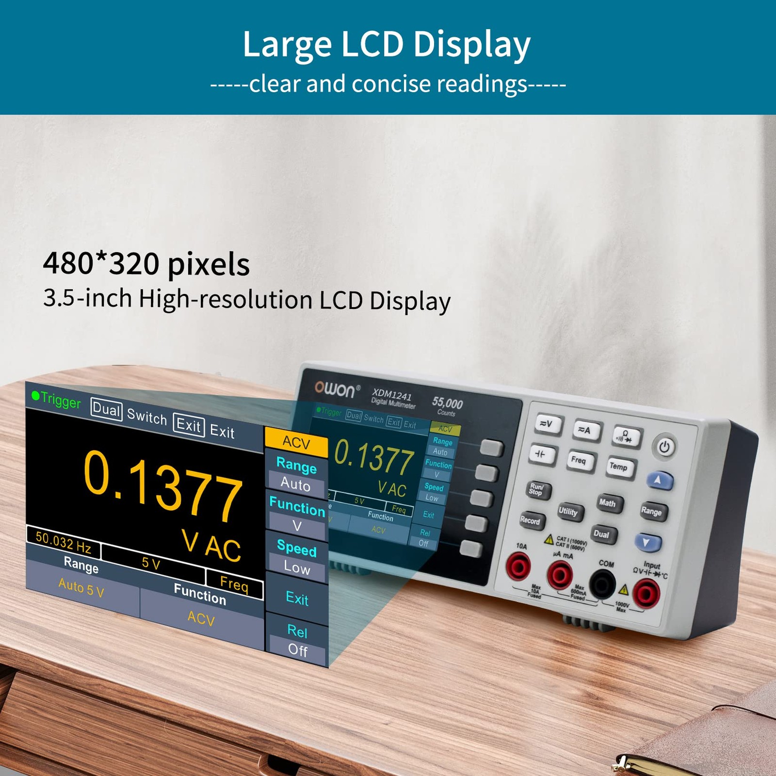 XDM1241 Portable Digital Multimeter,3.5in Desktop Digital Multimeters, 55000 …