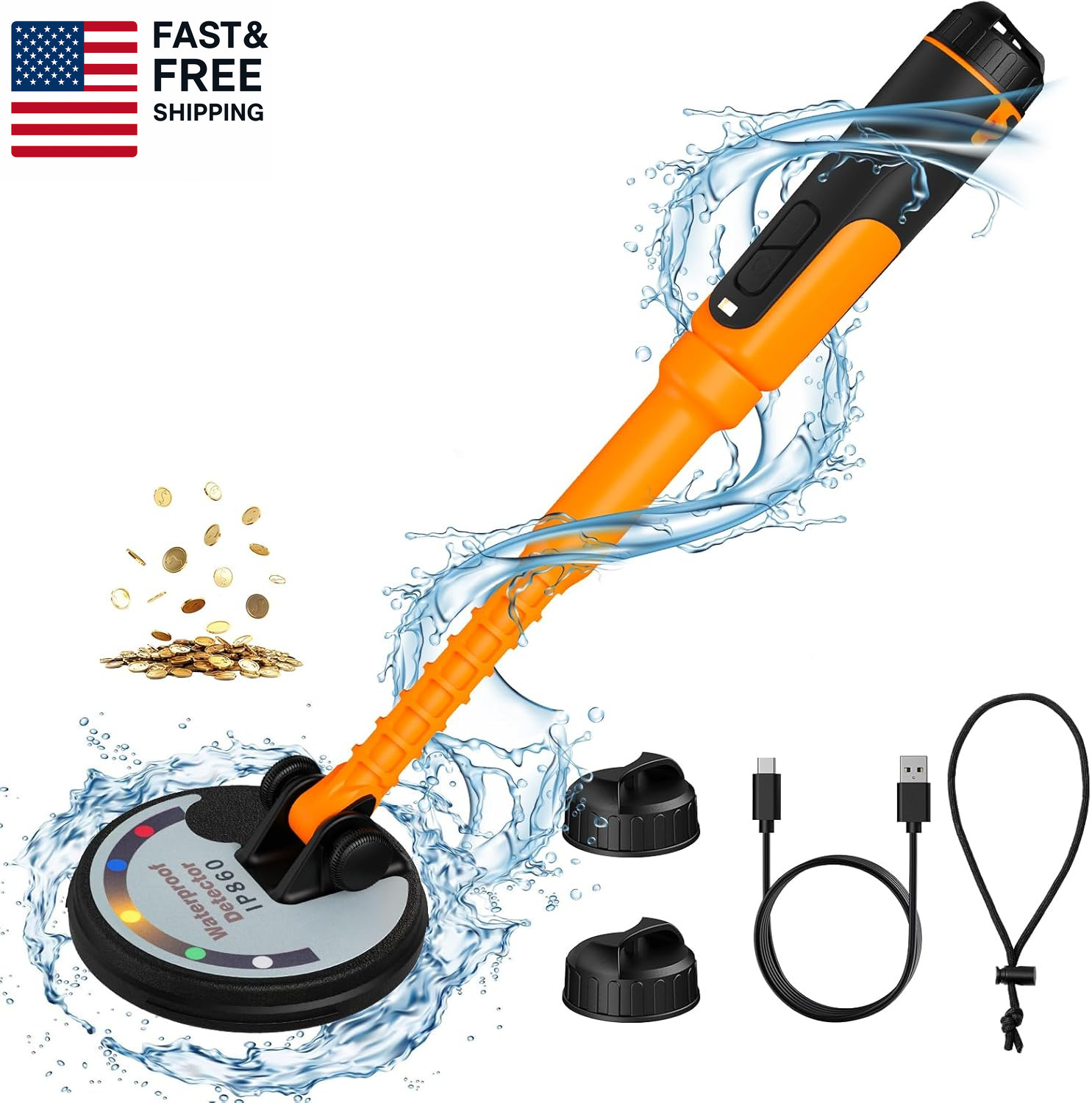 Professional Underwater Metal Detector with IP68 Waterproof Rating, 1600Mah Rech