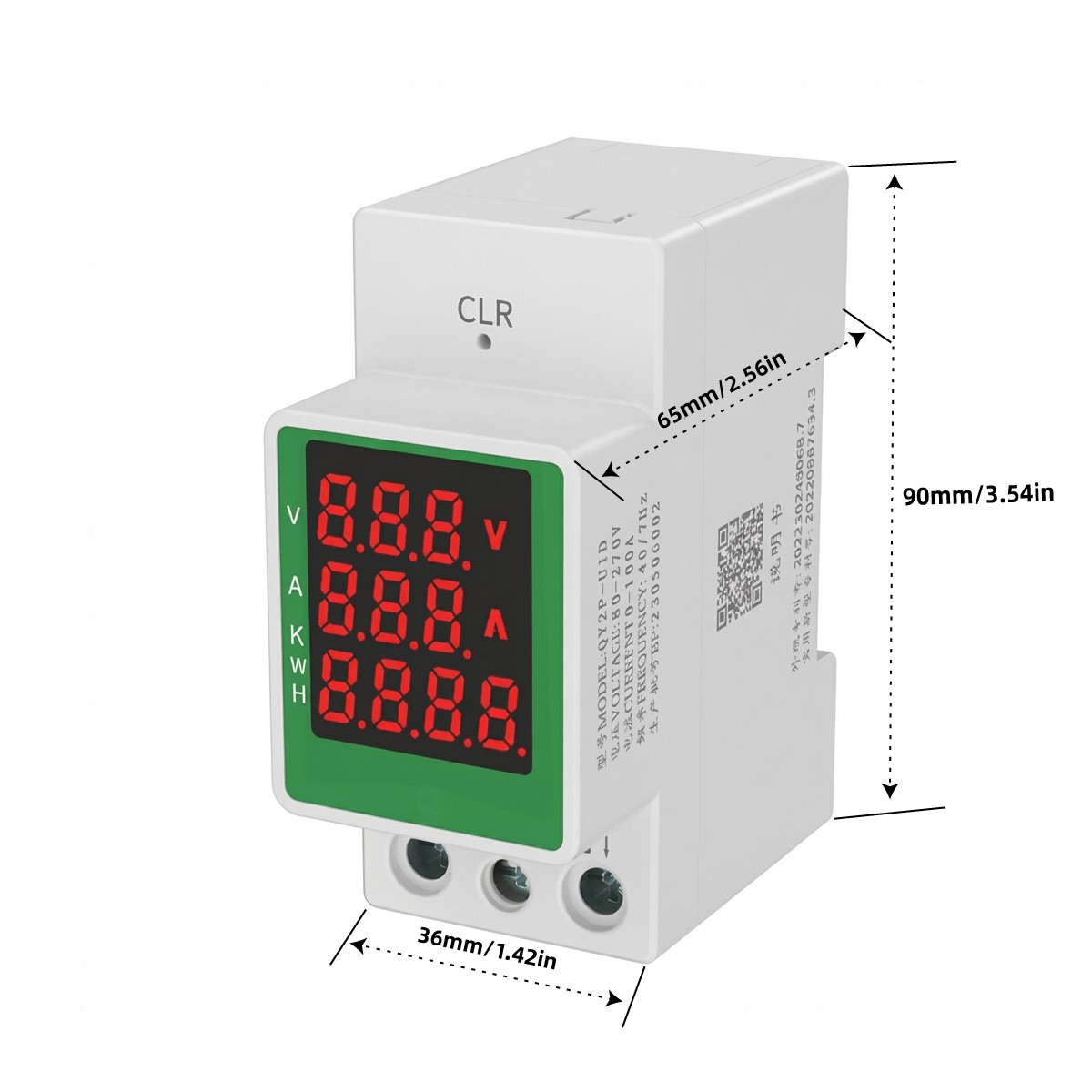 Electric Power Meter Monitor Watt Power KWH Din Rail AC 110V 220V 100A Voltmeter