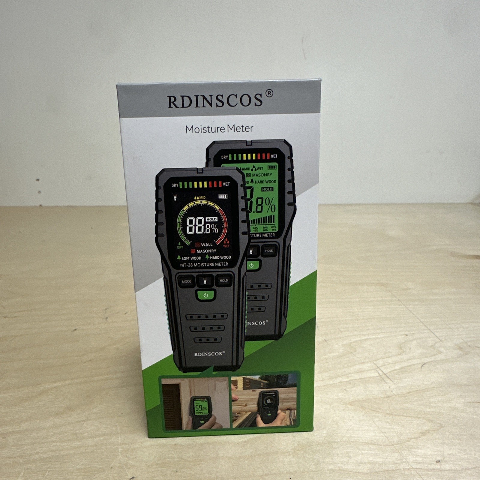 RDINSCOS Wood Moisture Meter Pin Type Wall Moisture Meter Digital Moisture MT-28