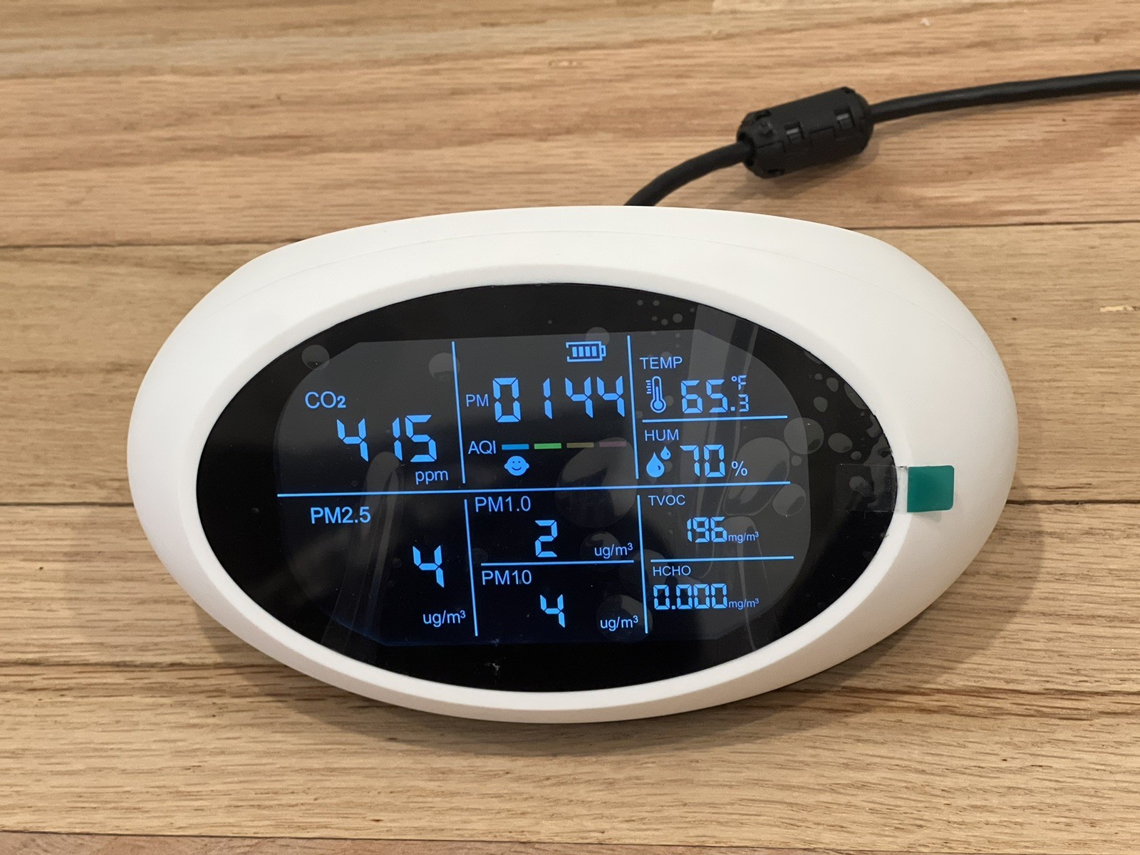 Rozoroo 12-in-1 Portable Air Quality Monitor CO2 PM1.0 HCHO (Open Box) FREE SHIP
