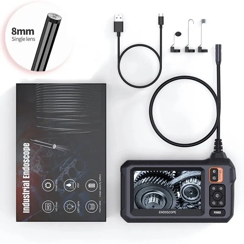 Industrial Endoscope Camera 8mm HD1080P 4.3inch IPS Screen 1080P Pipe Inspection