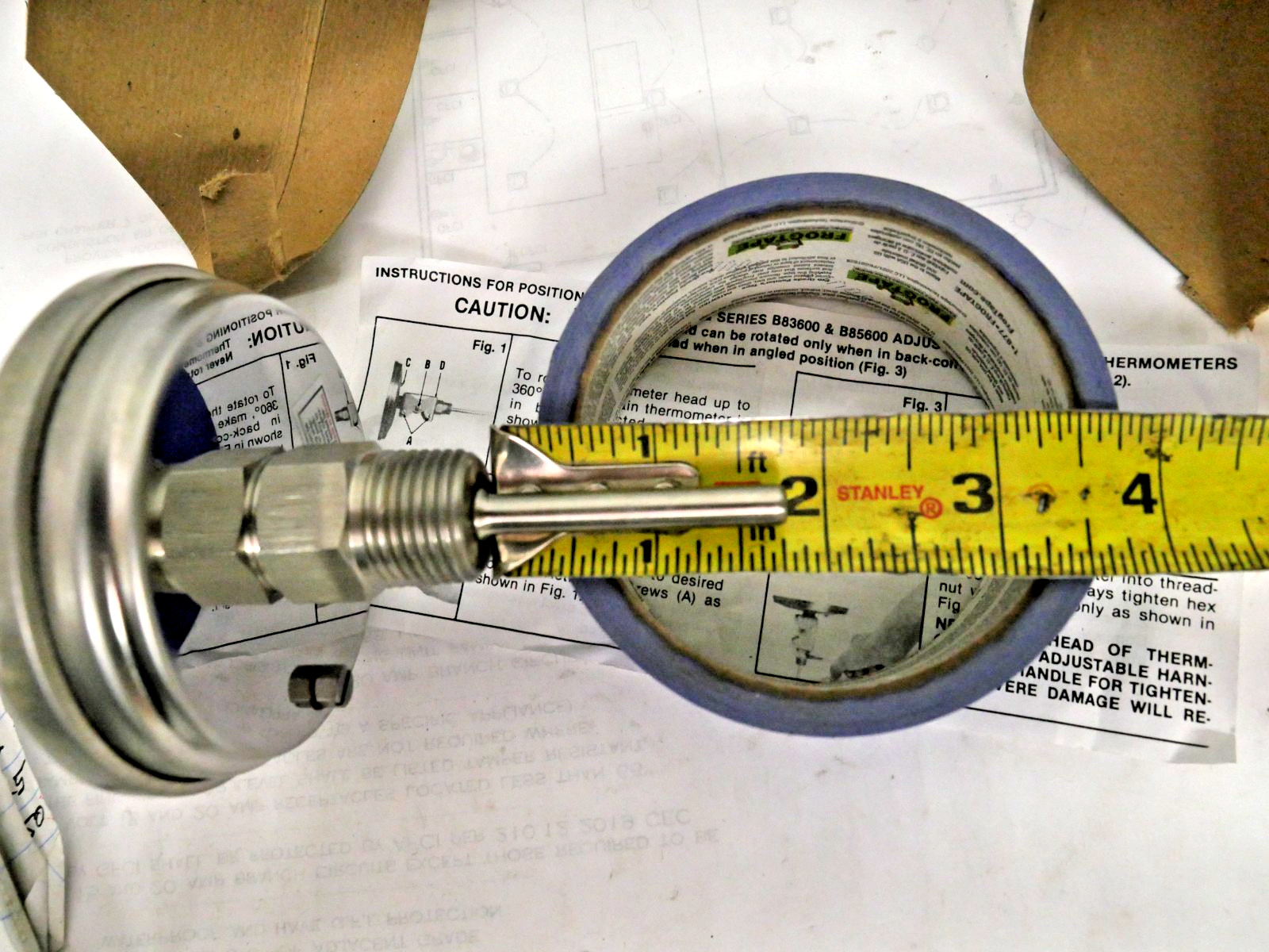 TRERICE B8320227 Thermometer 0/250F, &-20/120C Stainless Steel Quality 1/2NPT