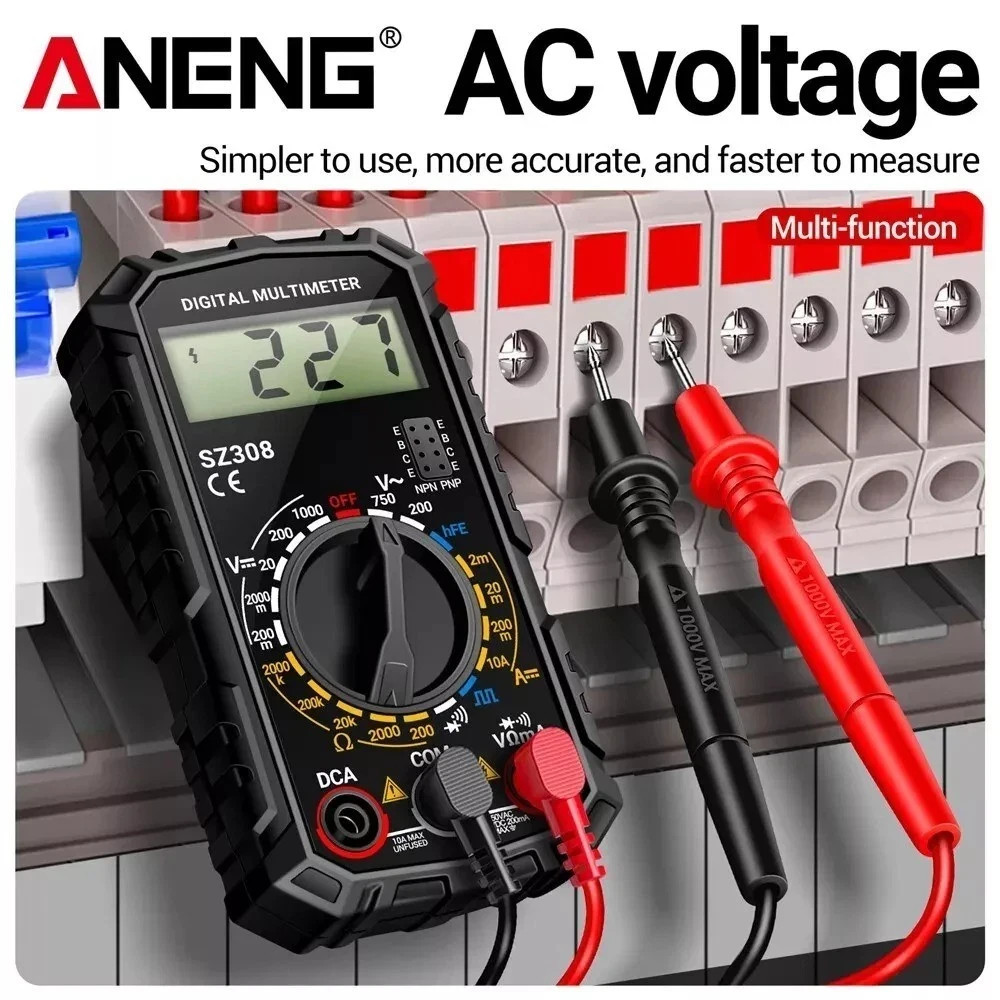 LCD Digital Multimeter Voltmeter Ammeter Ohmmeter Volt AC DC Tester Leads Meter