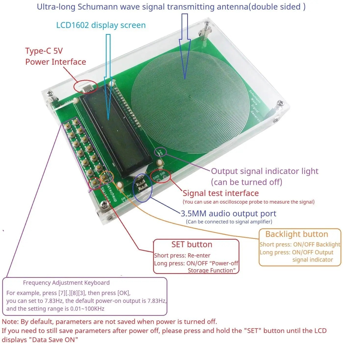Low Frequency Signal Generator Adjustable Pulse Wave Audio Device