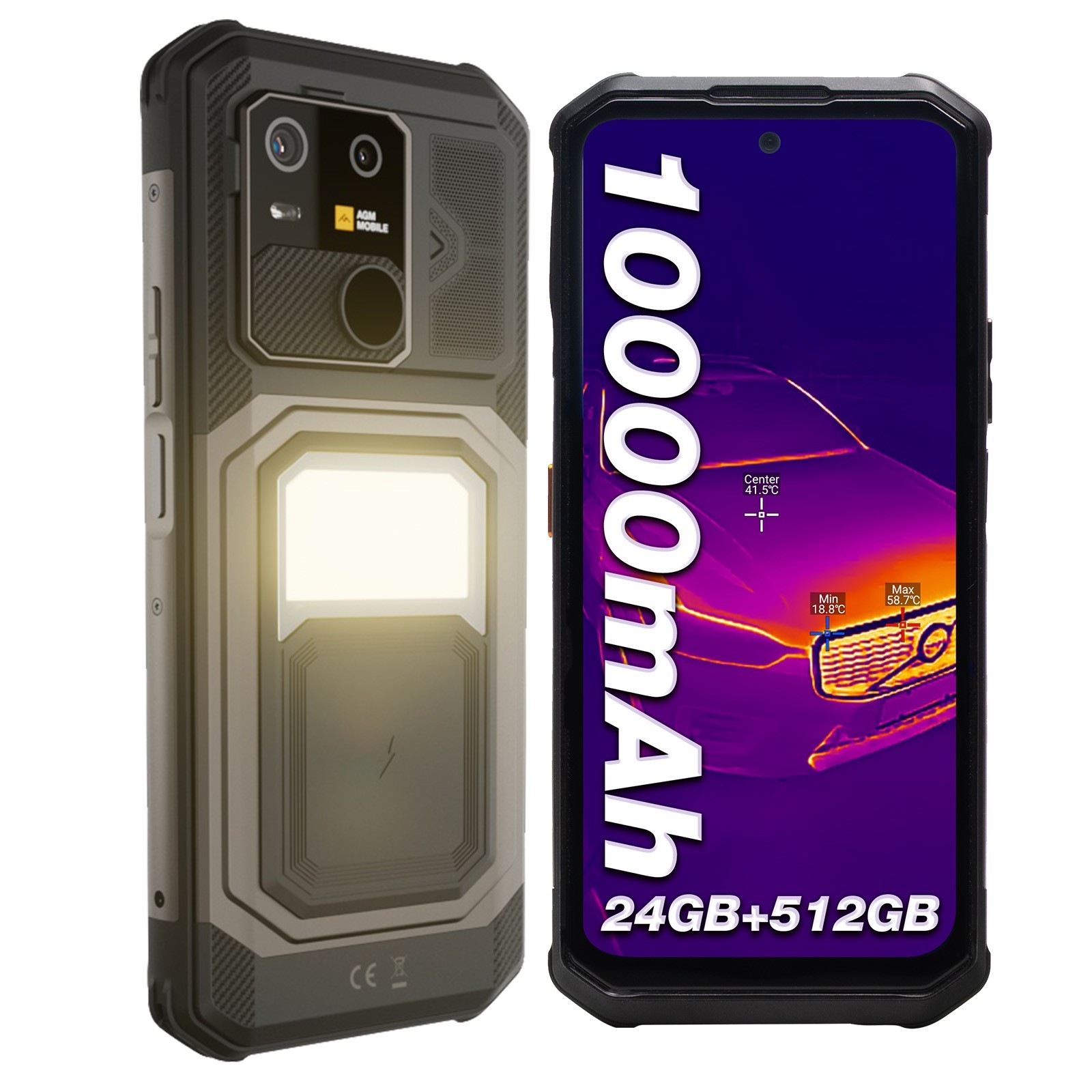 AGM G3 PRO Rugged Smartphone 512×384 Res Thermal Imaging Camera 25FPS Res