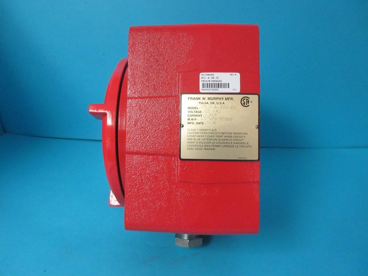 MURPHY EXPLOSION-PROOF PRESSURE SWITCHGAUGE OPLC-A-300-EX 125V 1A 300PSI/2.07MPA