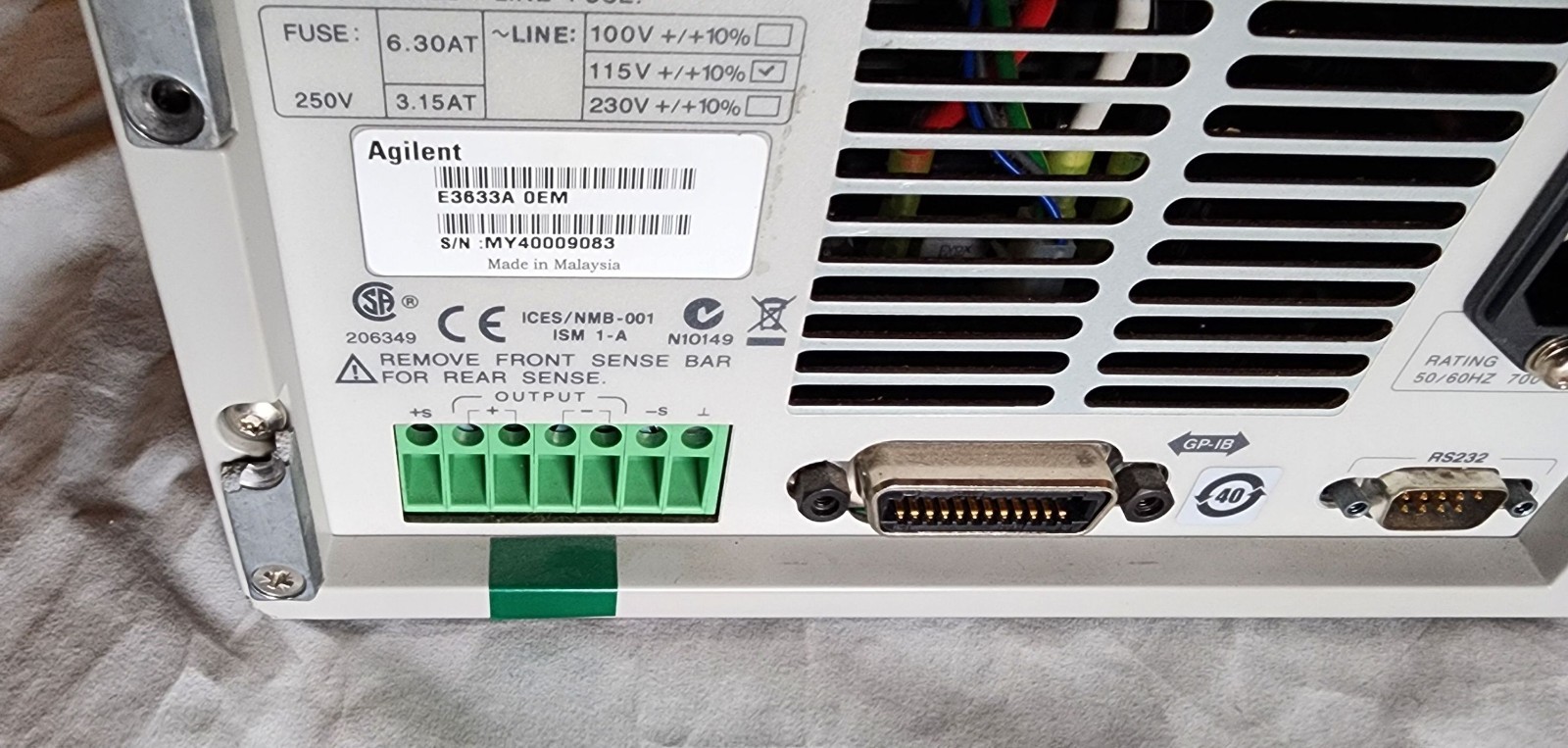 Agilent E3633A DC Power Supply 0-8V, 20A/0-20V, 10A HP Keysight 115V
