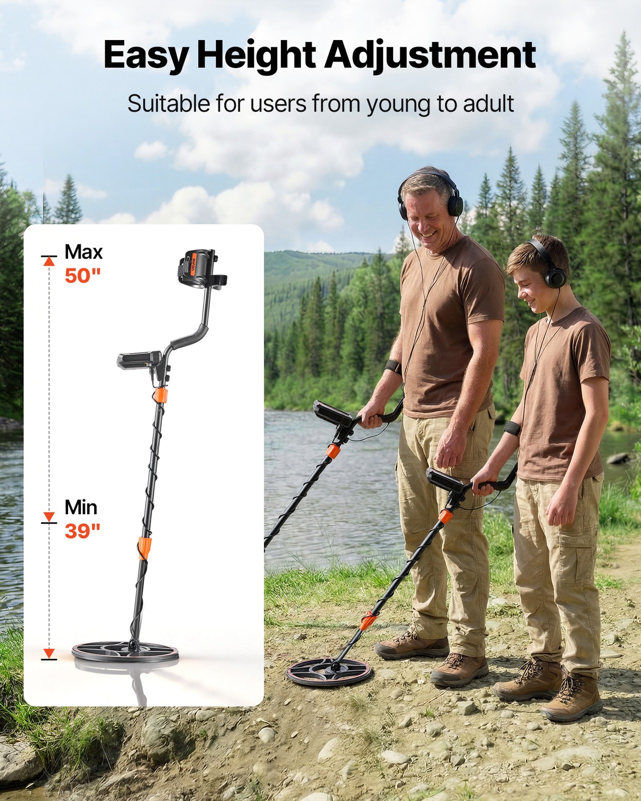 VEVOR Metal Detector for Adults 12″ Professional Gold Detector Waterproof Coil